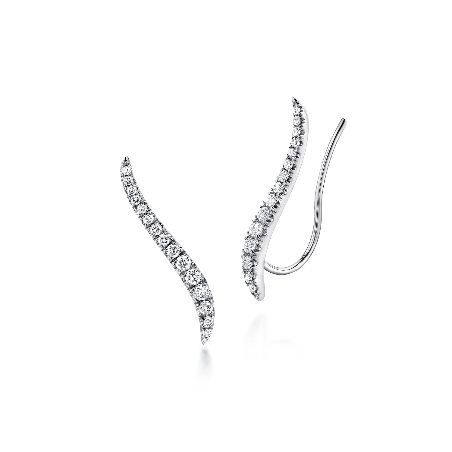 Curving Bar Ear Crawler Diamond Earrings