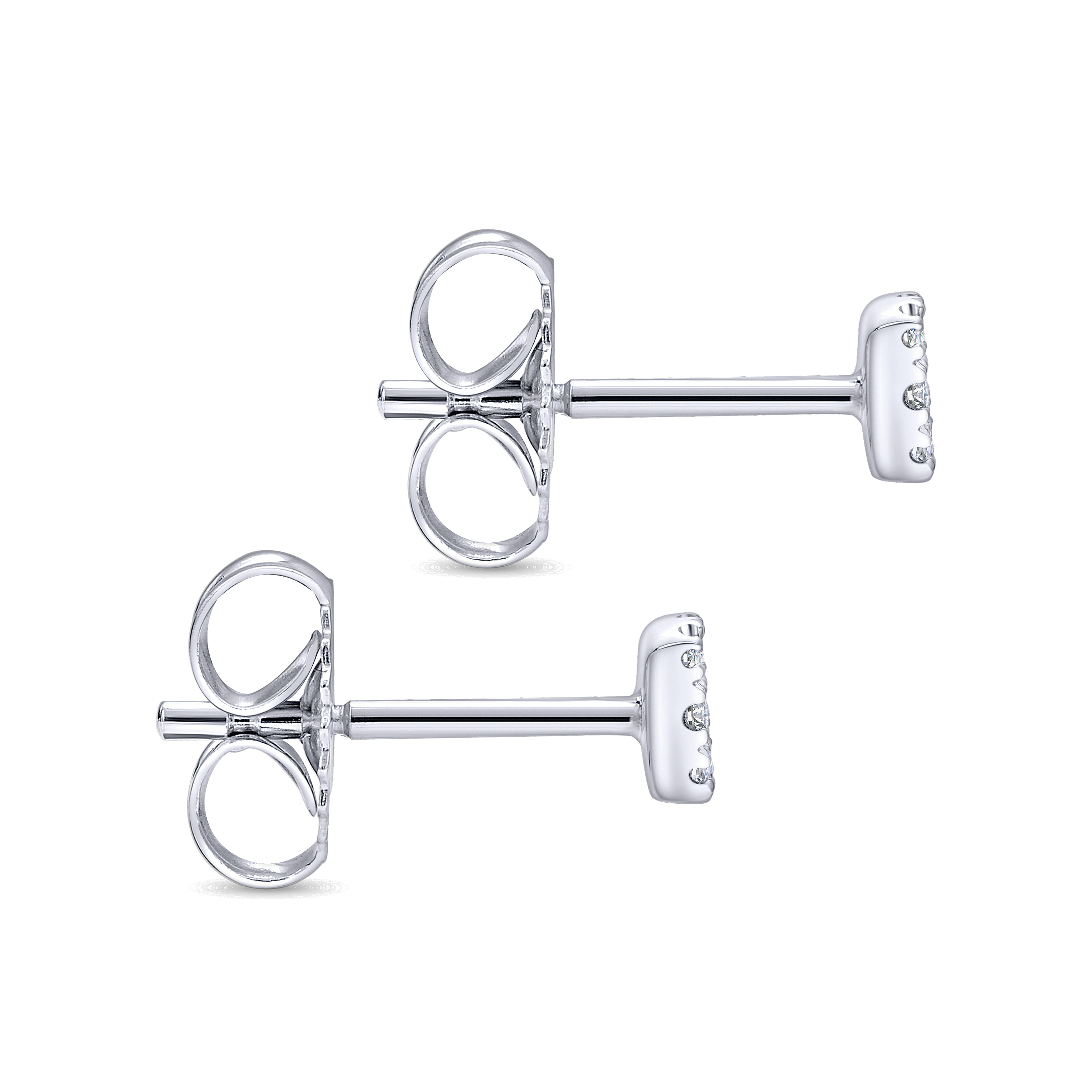 Pave Diamond Stud Earrings in 14K White Gold, photograph 3