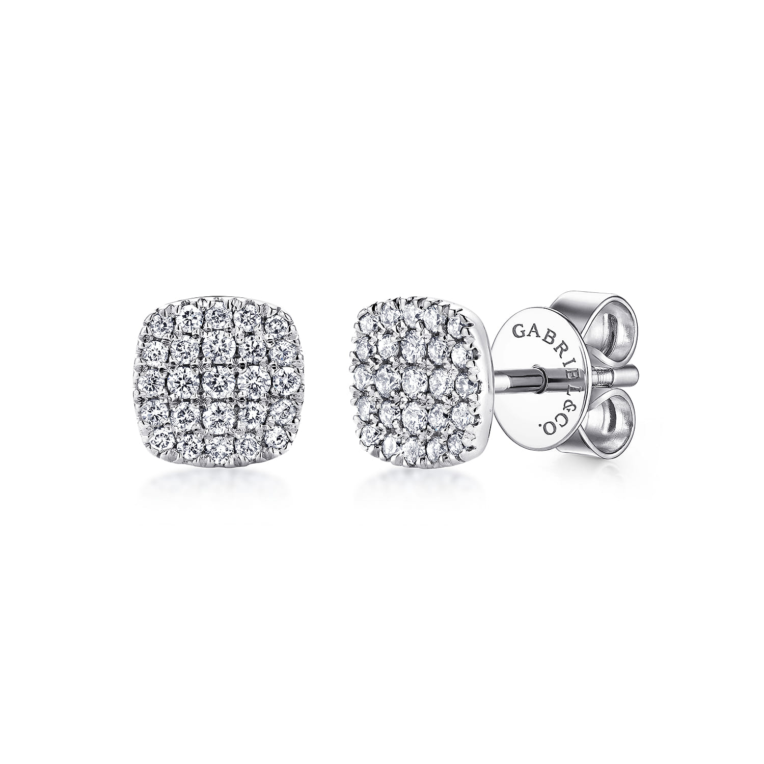 Square Pave Diamond Stud Earrings