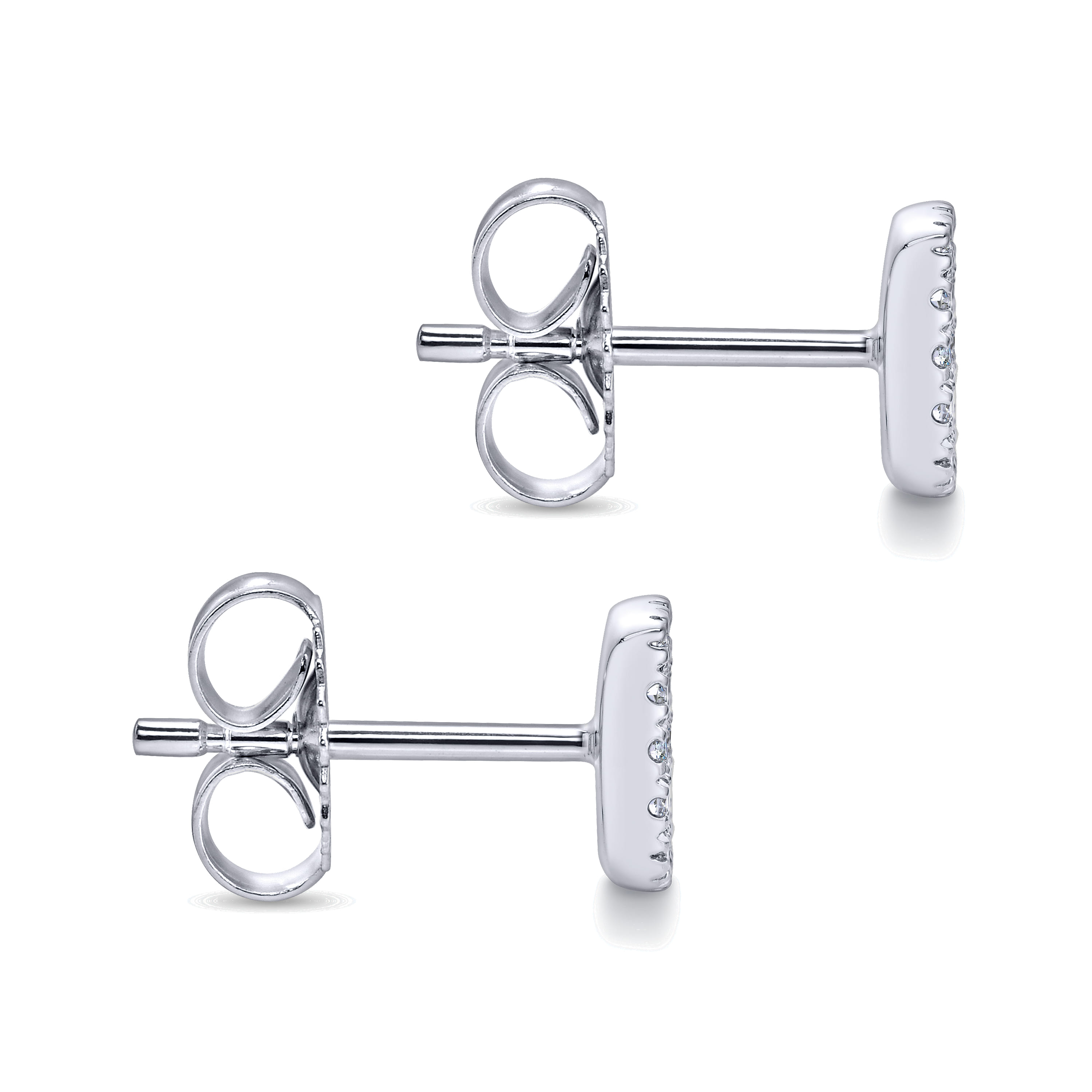 Square Pave Diamond Stud Earrings in 14K White Gold, photograph 3