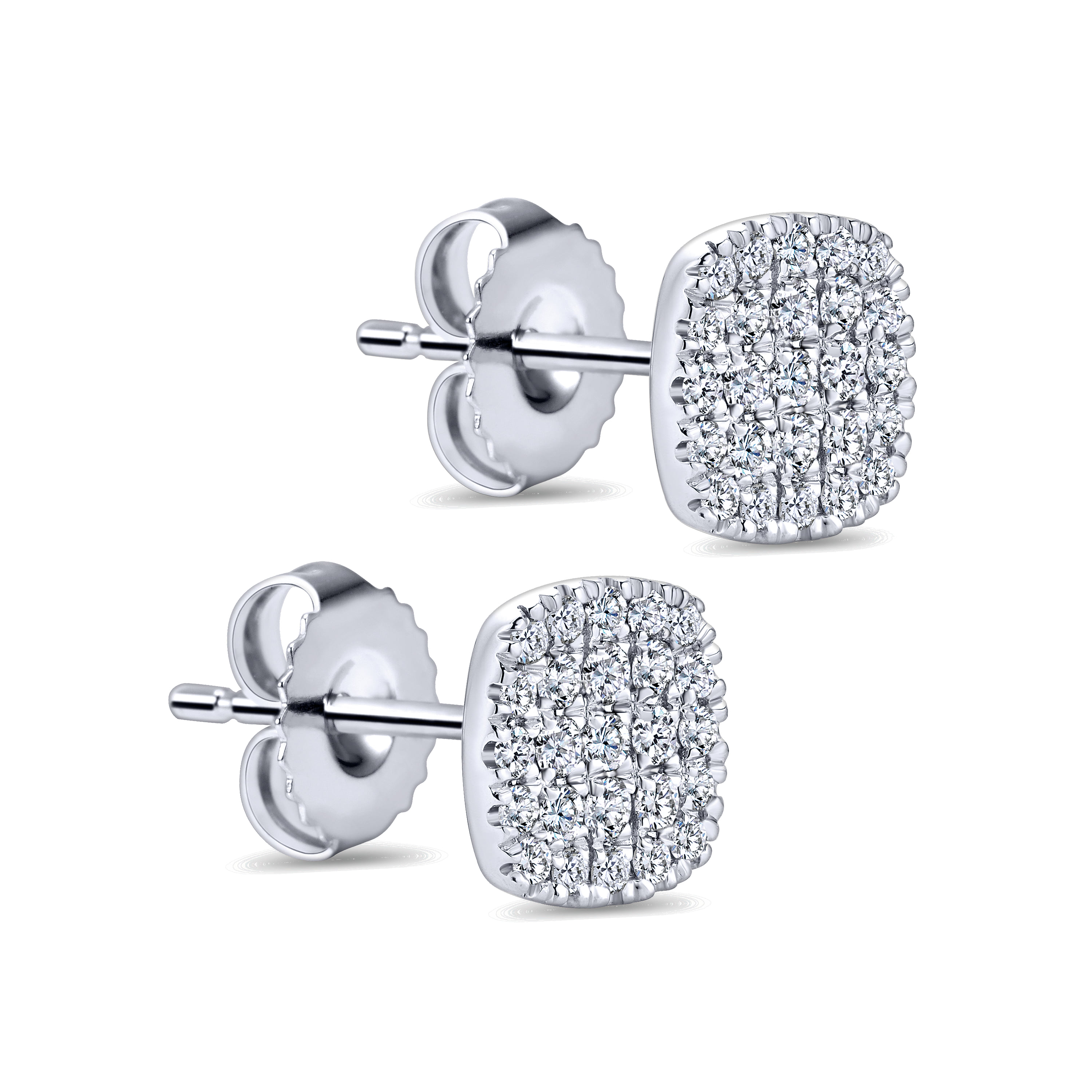 Diamond Pave Square Studs in 14K White Gold, photograph 2