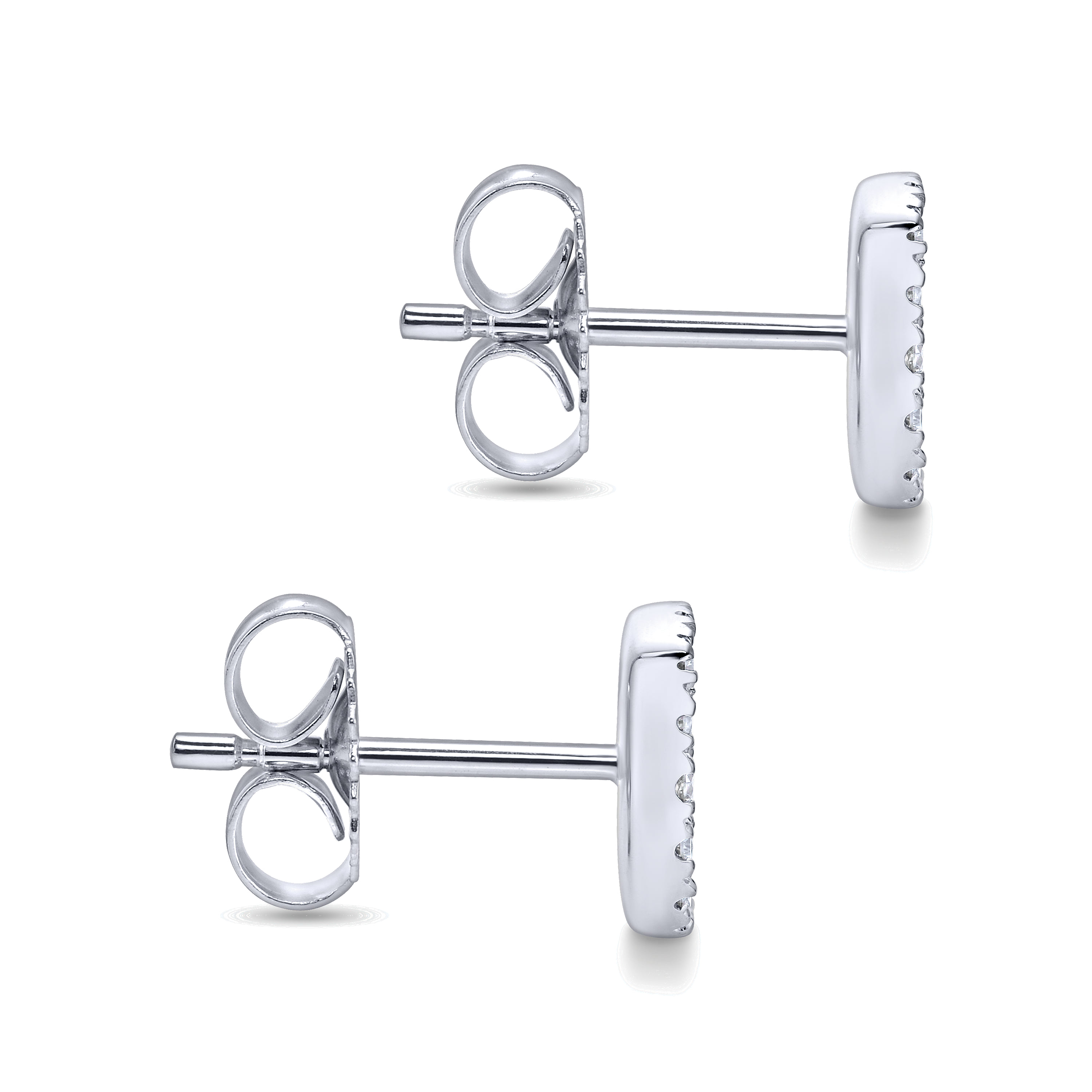 Diamond Pave Square Studs in 14K White Gold, photograph 3