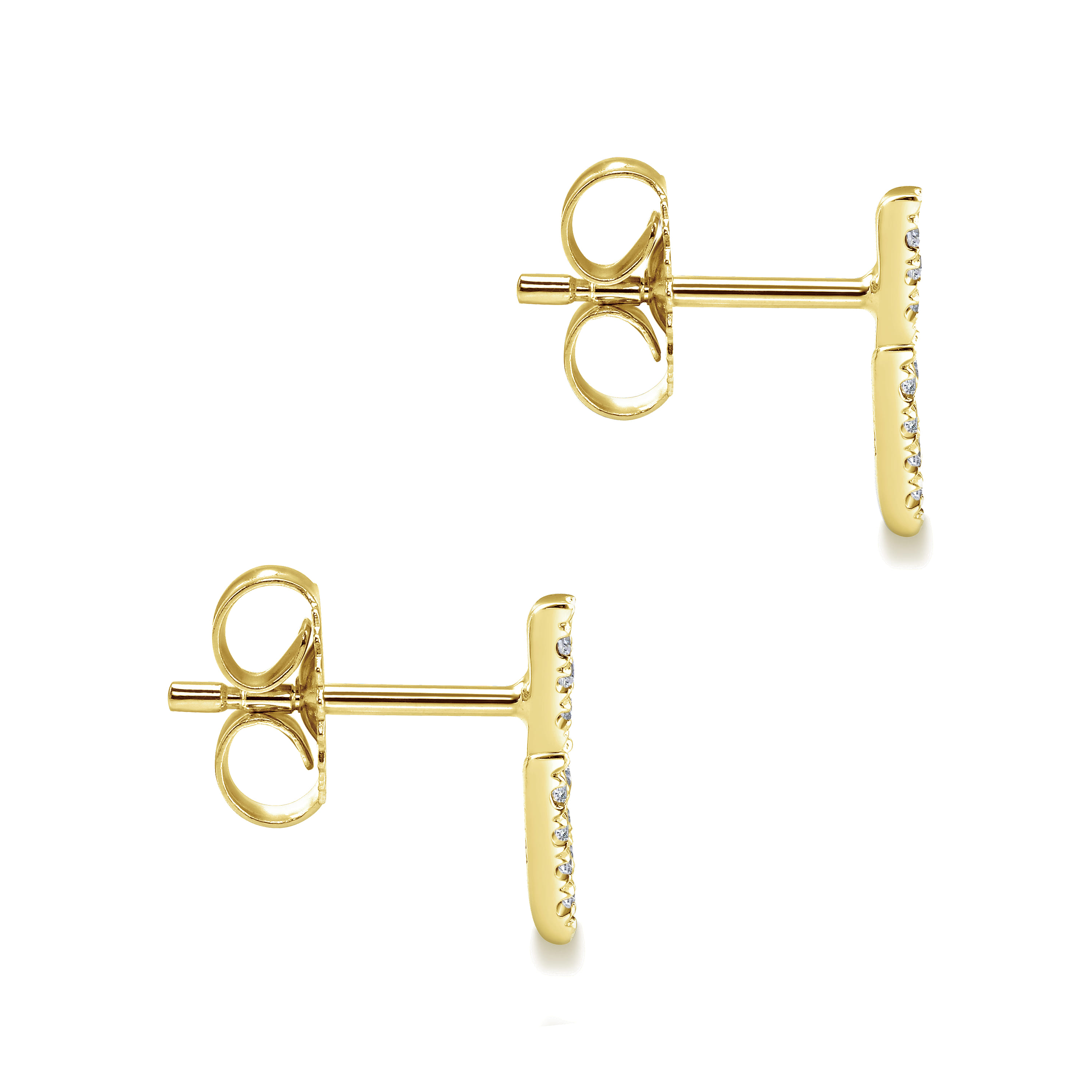 Diamond Chevron Earrings in 14K Yellow Gold, photograph 3