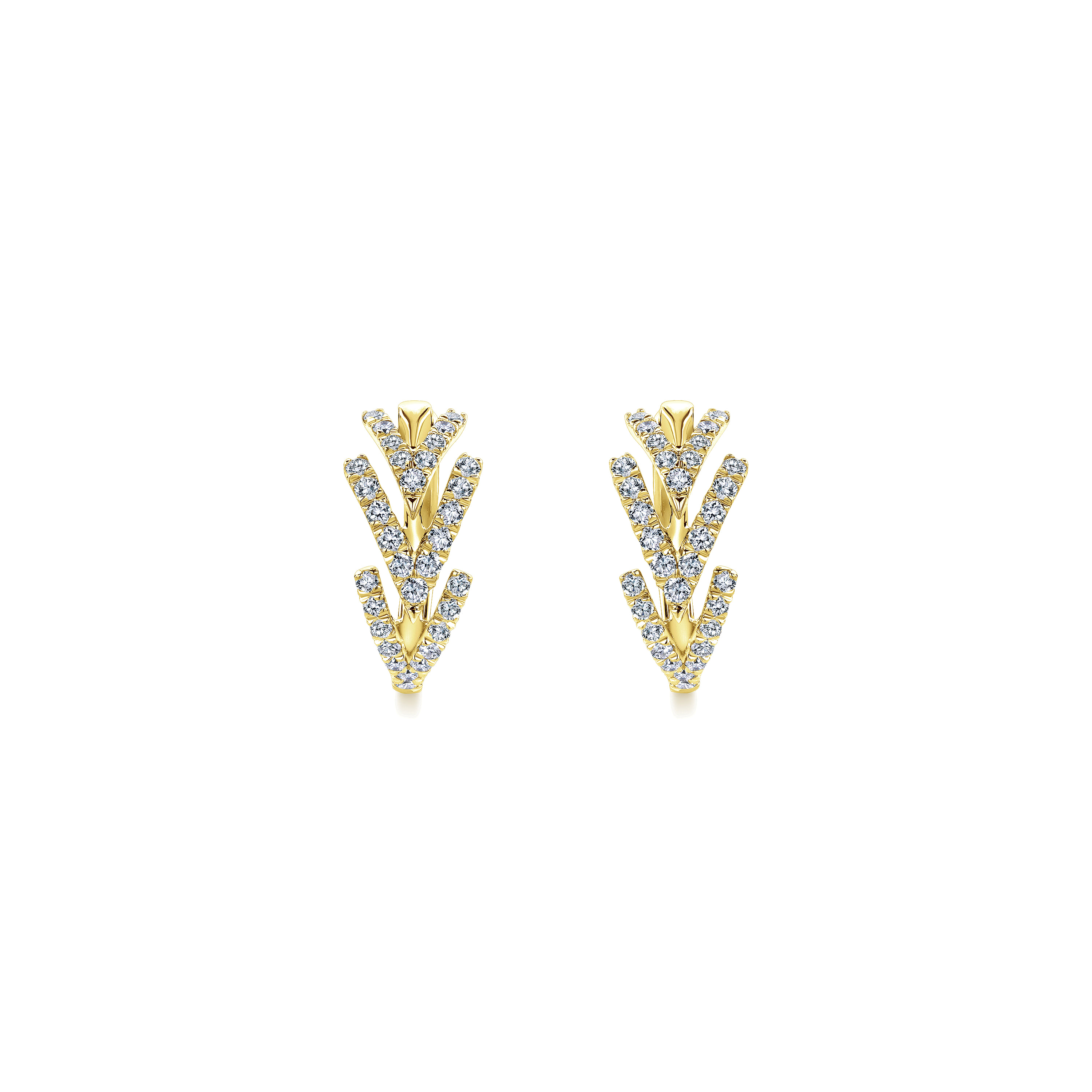 Diamond Chevron Earrings in 14K Yellow Gold, photograph 3