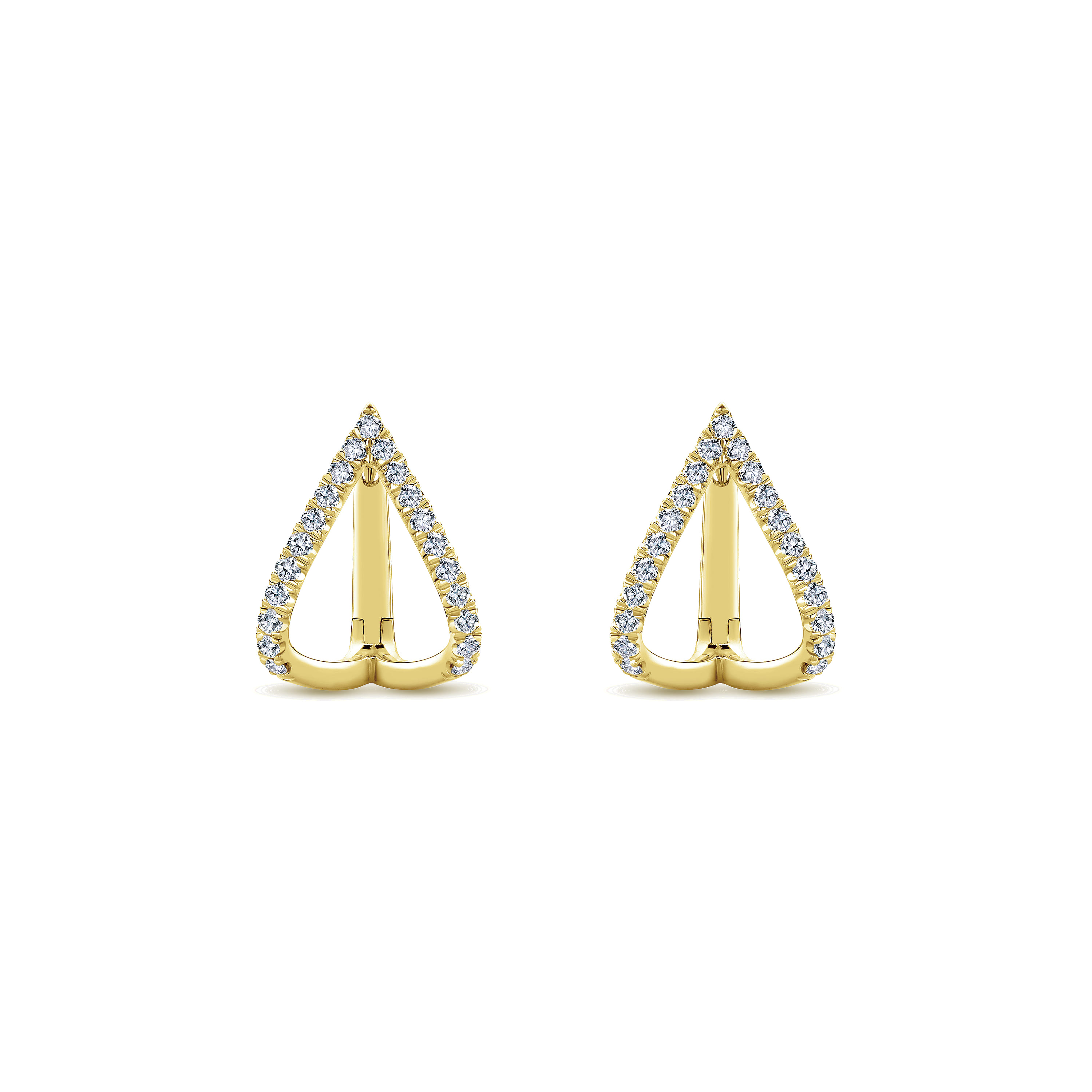 15mm Inverted V Diamond Huggies in 14K Yellow Gold, photograph 3