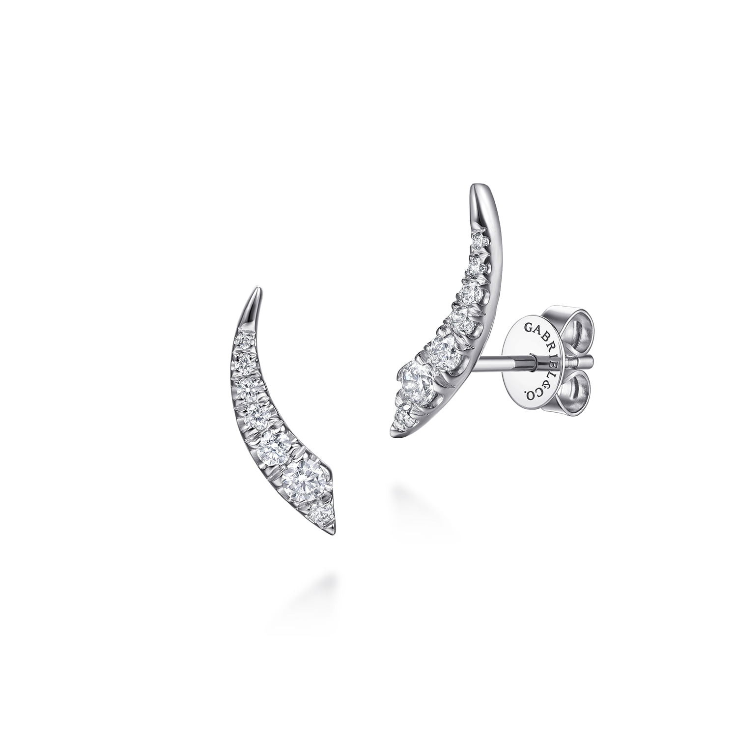 Curved Diamond Bar Stud Earrings