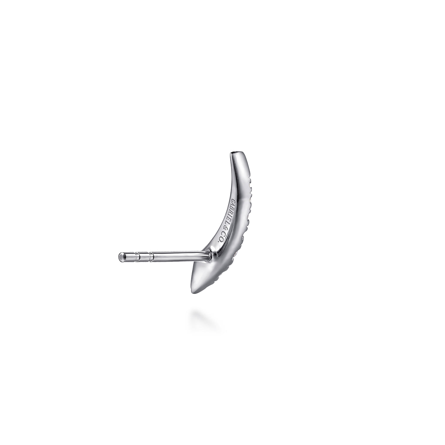 Curved Diamond Bar Stud Earrings in 14K White Gold, photograph 2