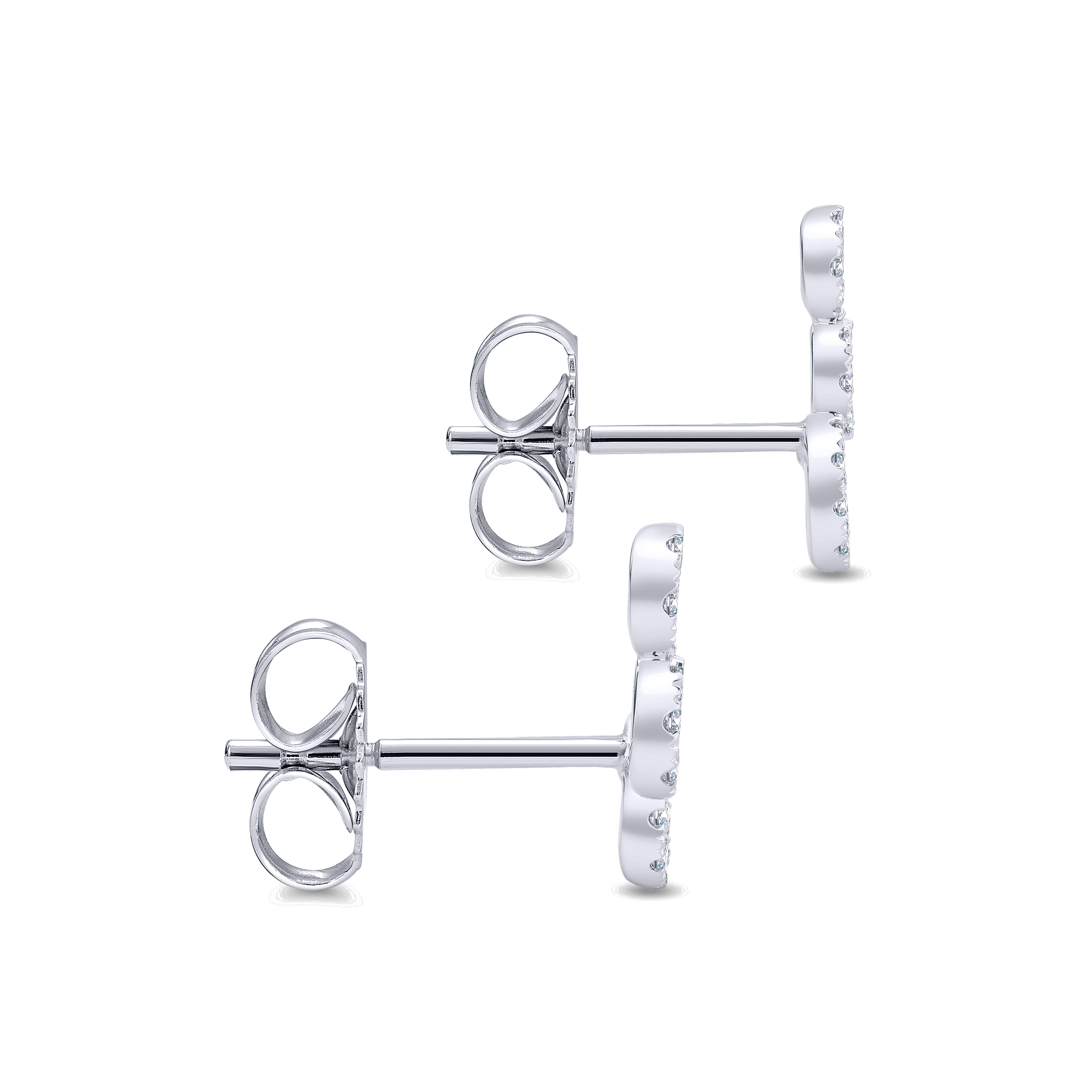 Triple Loop Diamond Stud Earrings in 14K White Gold, photograph 3