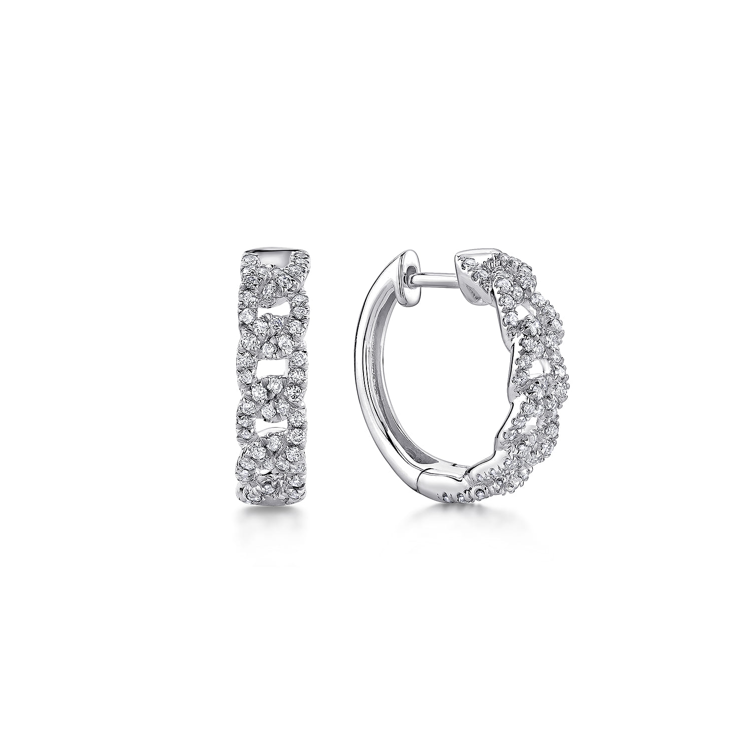 Twisted 15mm Diamond Huggies in 14K White Gold