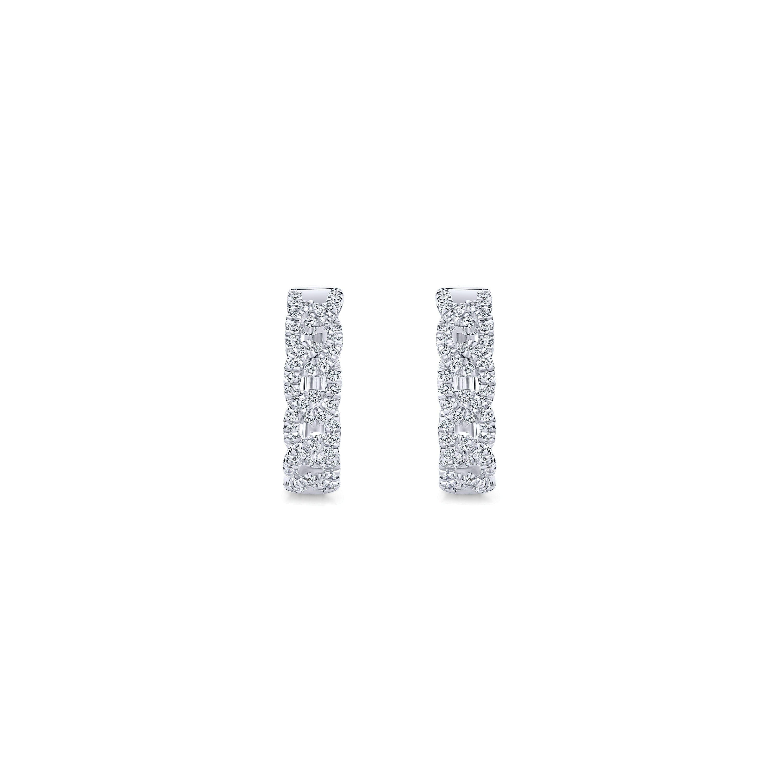 Twisted 15mm Diamond Huggies in 14K White Gold, photograph 3