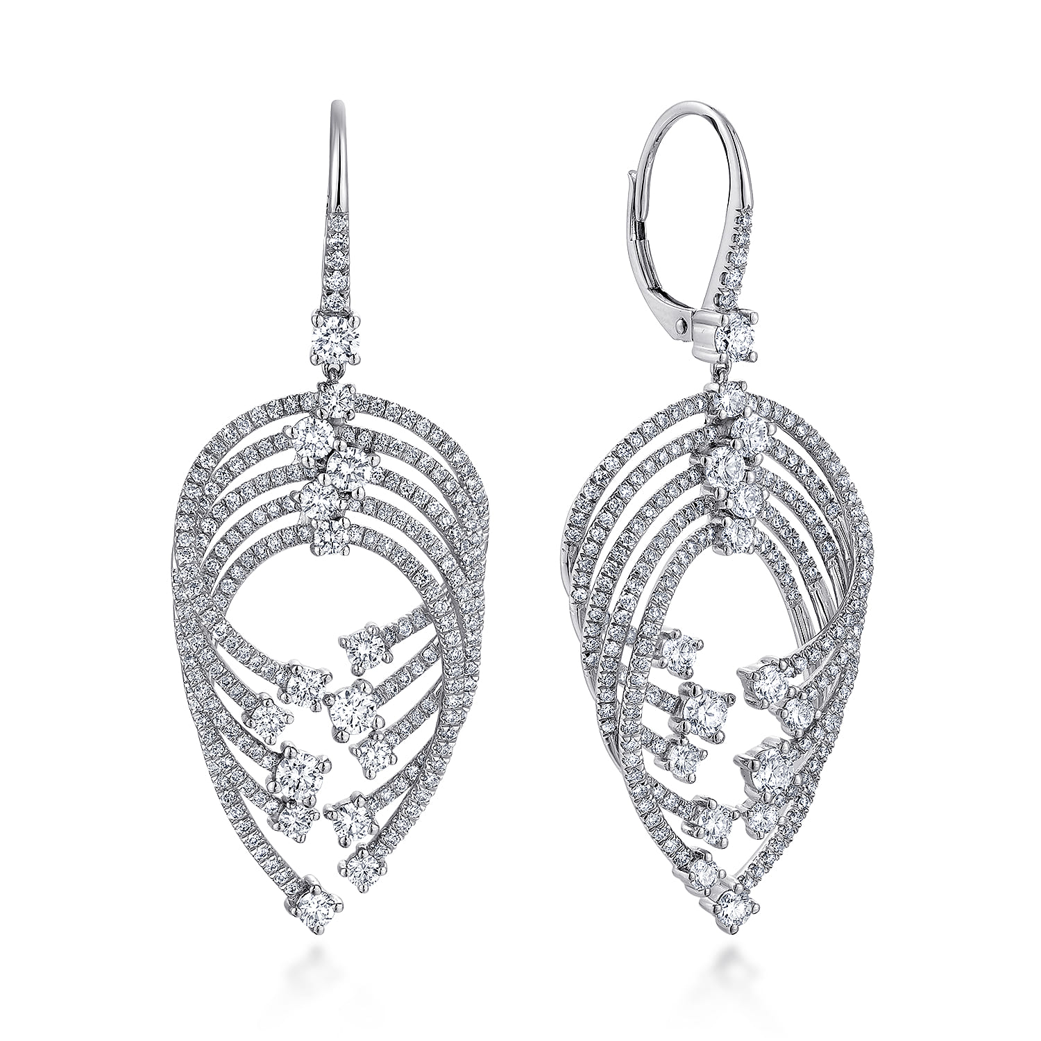 Layered Teardrop Diamond Drop Earrings