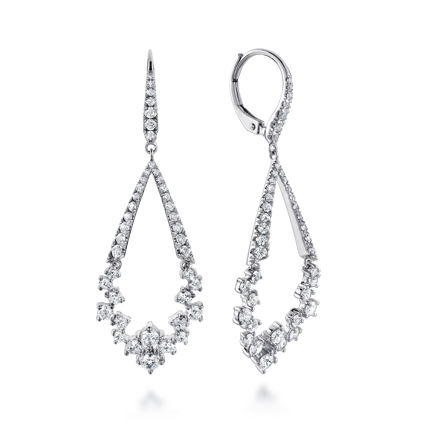 Diamond Teardrop Leverback Earrings