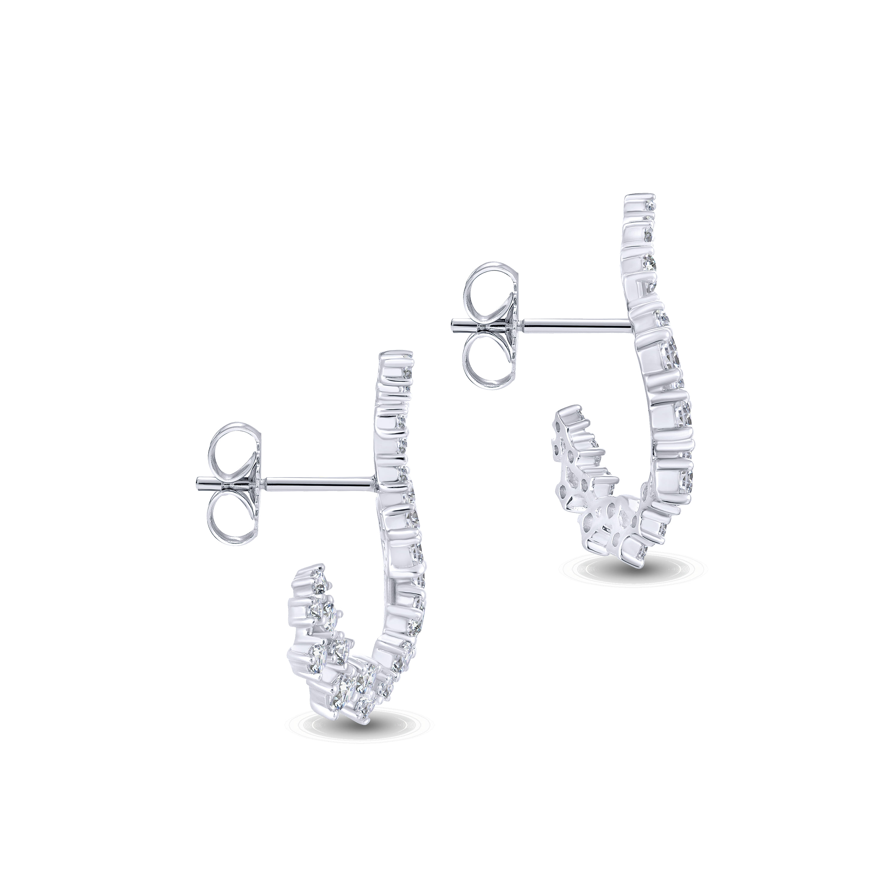 Diamond Constellation Bypass Hoop Earrings in 18K White Gold, photograph 3