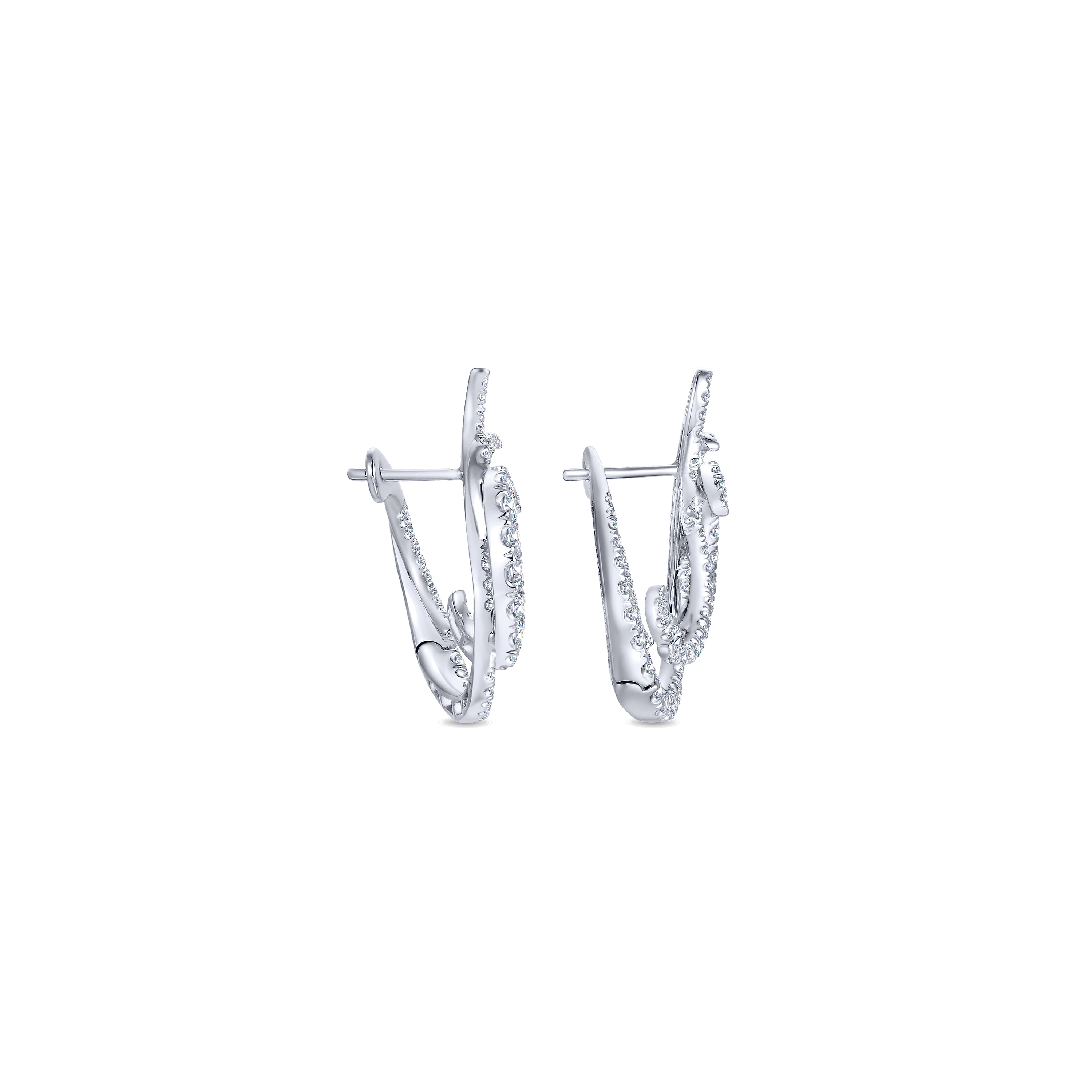 Intricate Twisted 25mm Diamond Hoop Earrings in 18K White Gold, photograph 2
