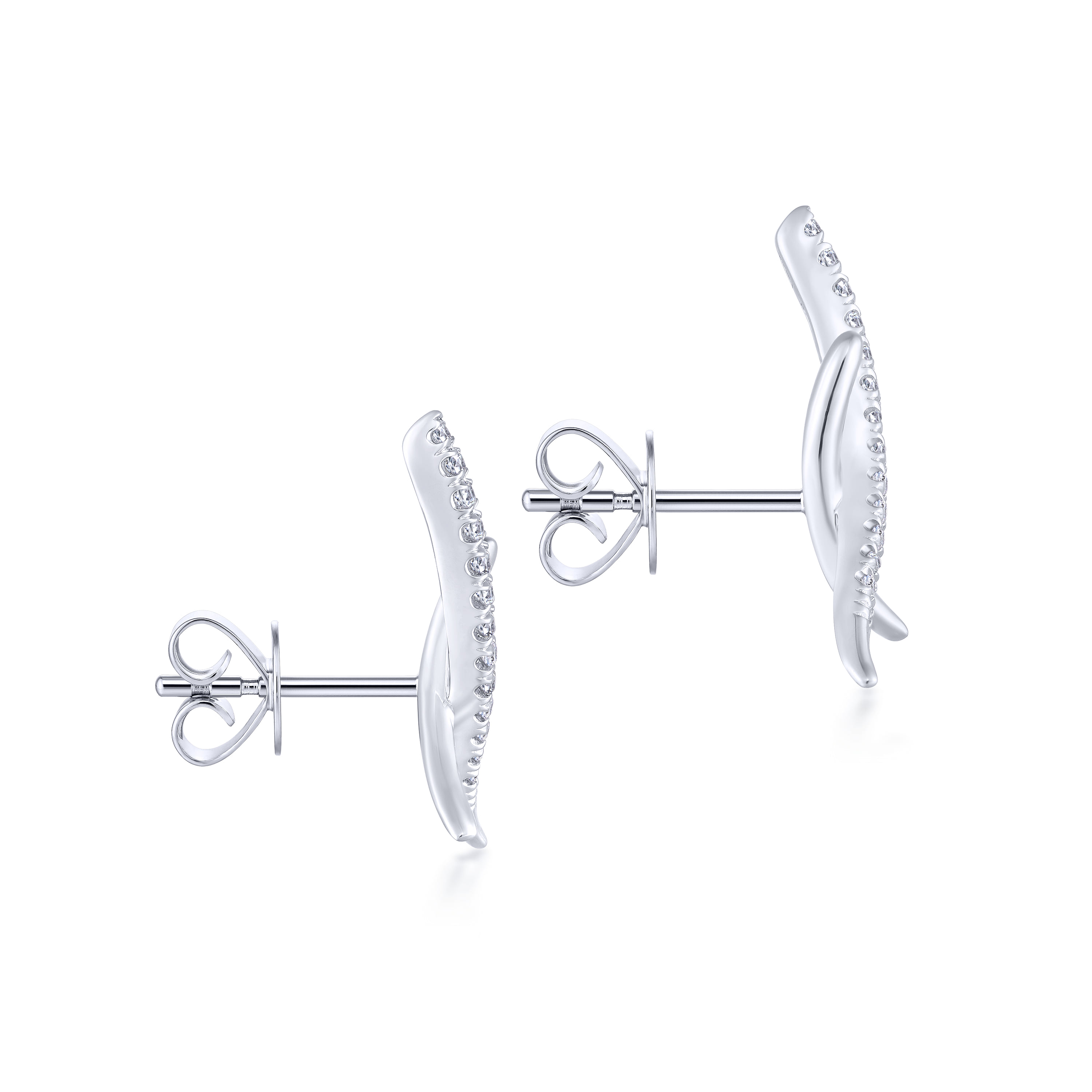 Diamond X Stud Earrings in 14K White Gold, photograph 3