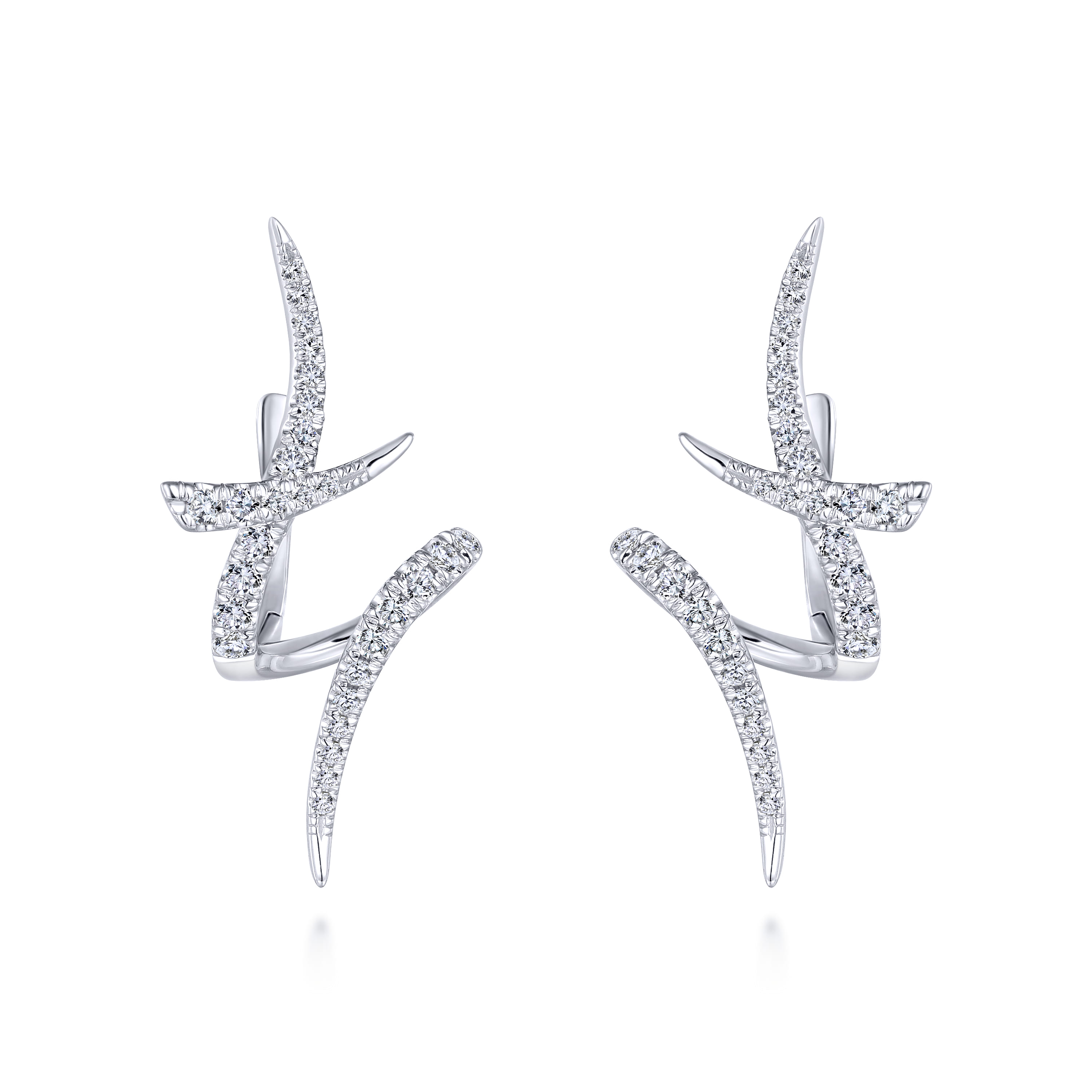 Swirling 30mm Diamond Huggies in 14K White Gold, photograph 3