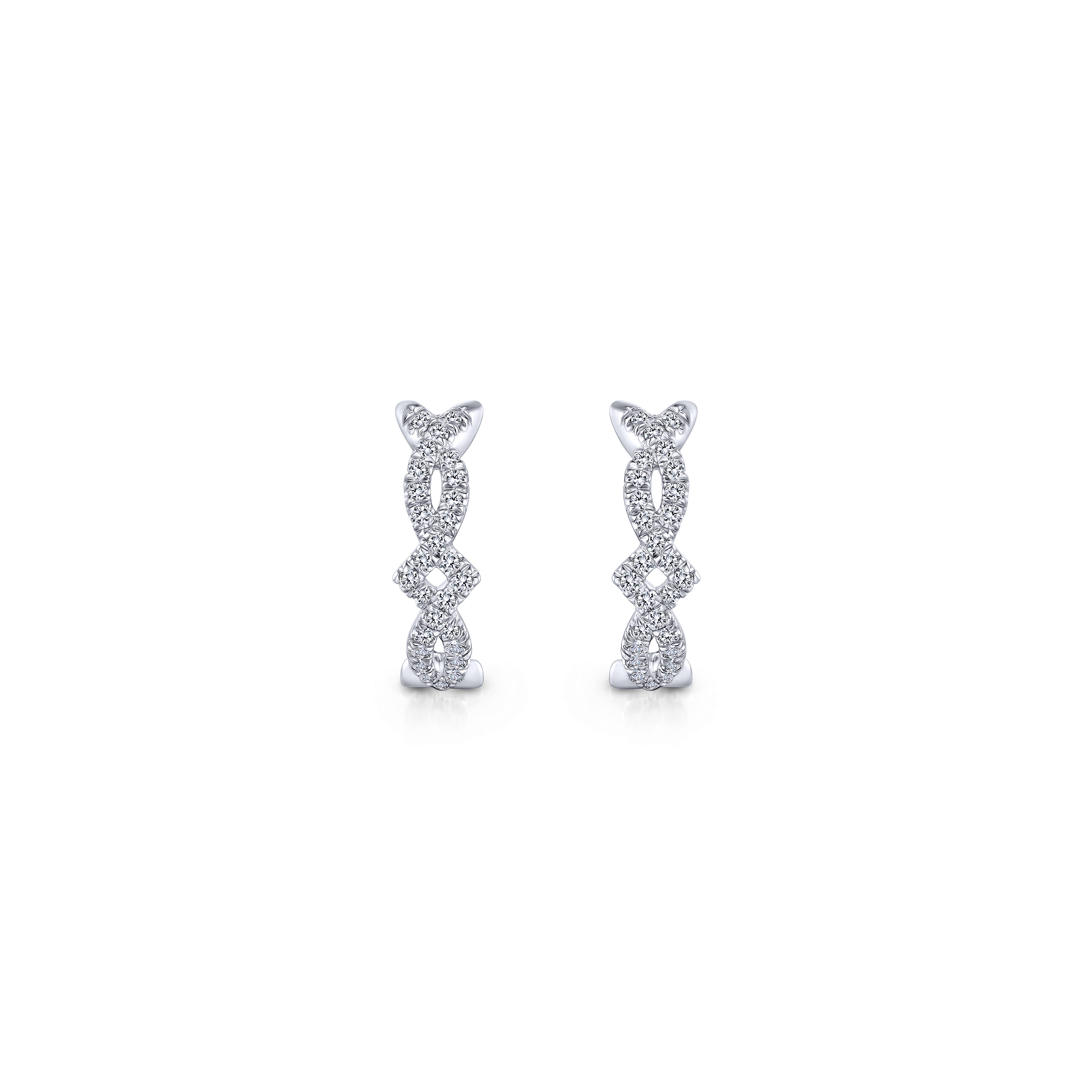 Twisted 10mm Diamond Huggies in 14K White Gold, photograph 3