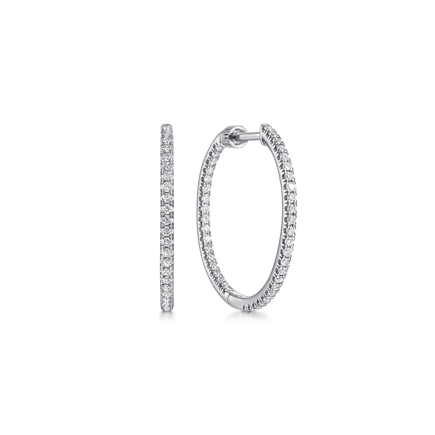 French Pave 20mm Inside Out Diamond Hoop Earrings