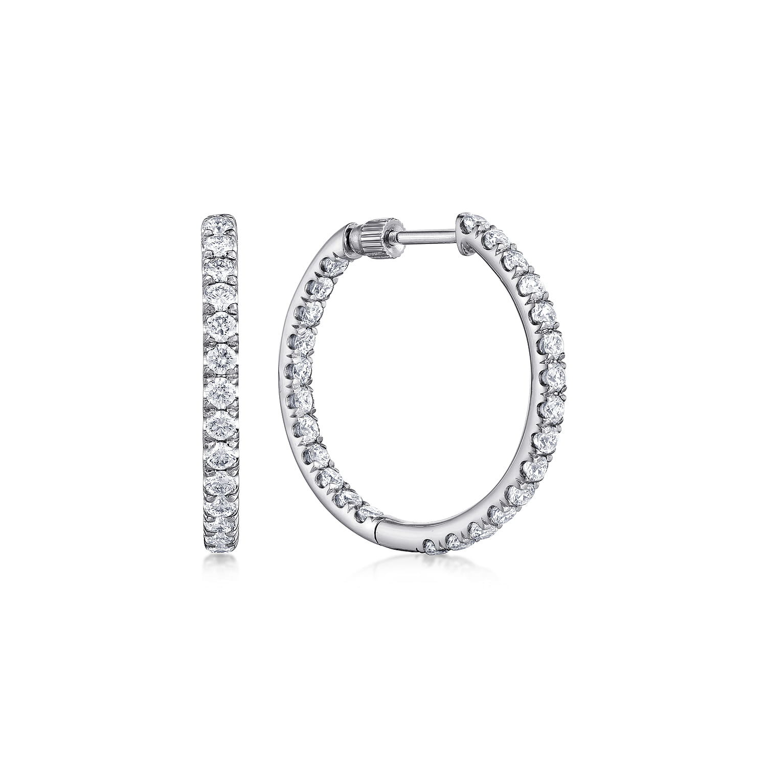 French Pave 20mm Inside Out Diamond Hoop Earrings