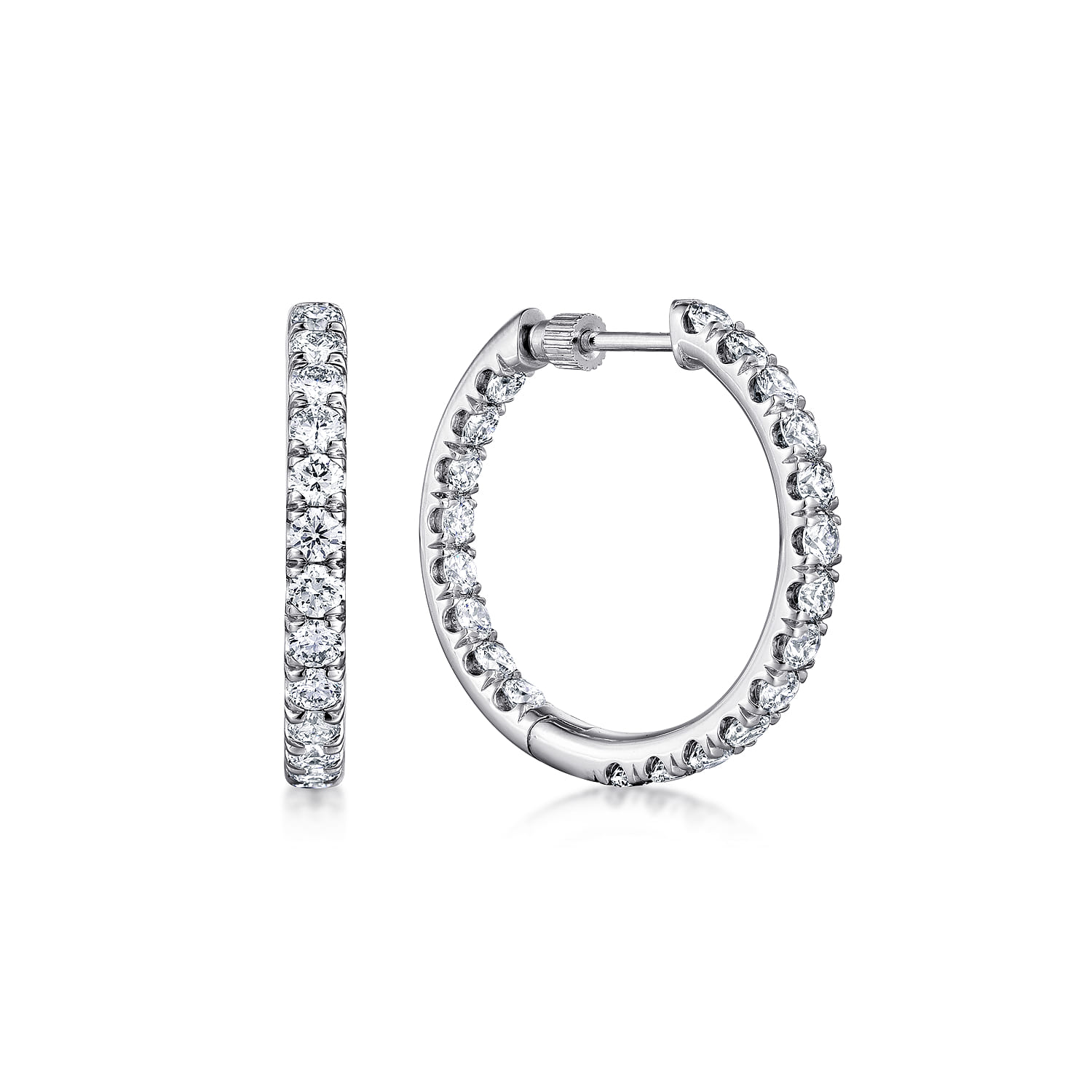 French Pave 20mm Inside Out Diamond Hoop Earrings