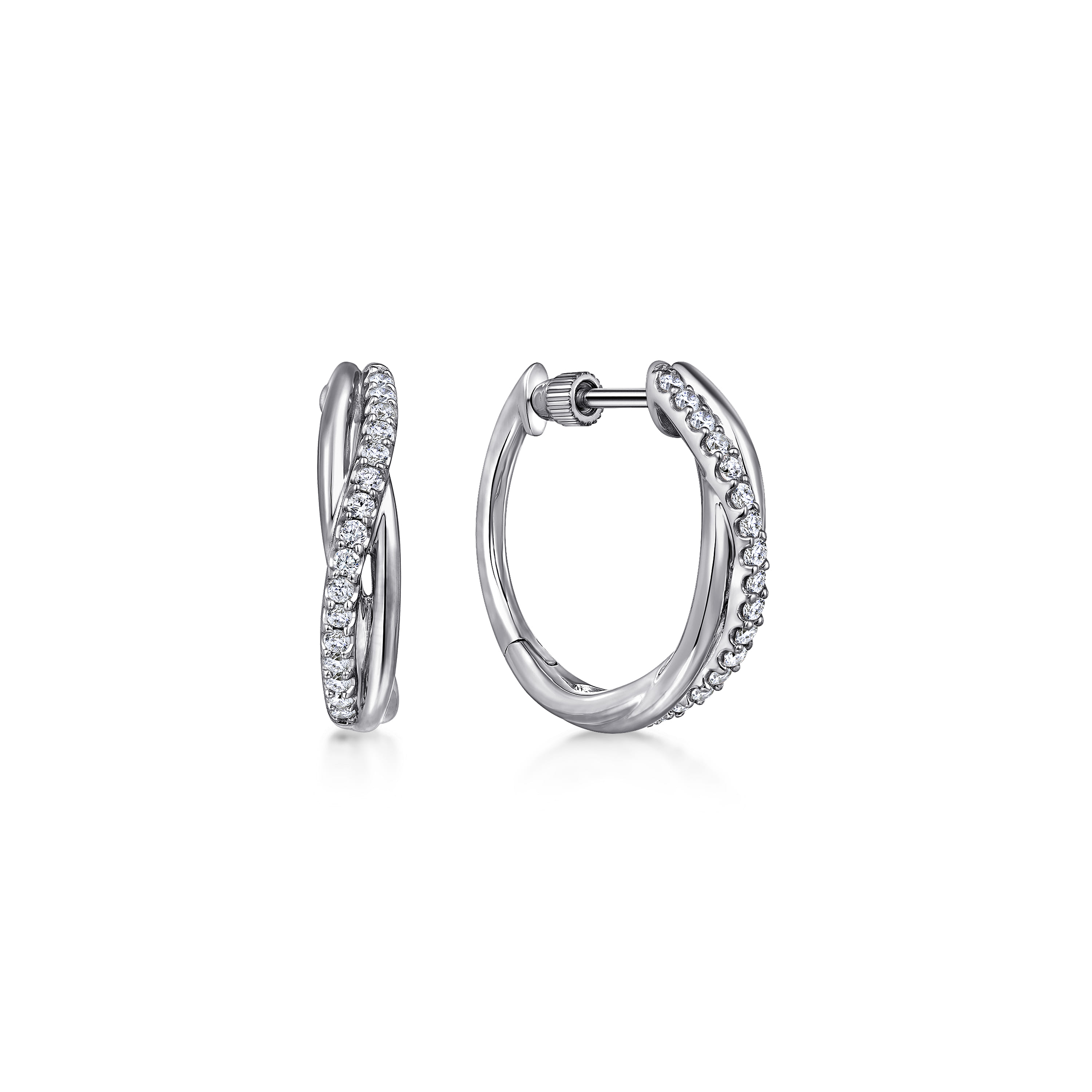 Twisted 15mm White Sapphire Huggie Earrings