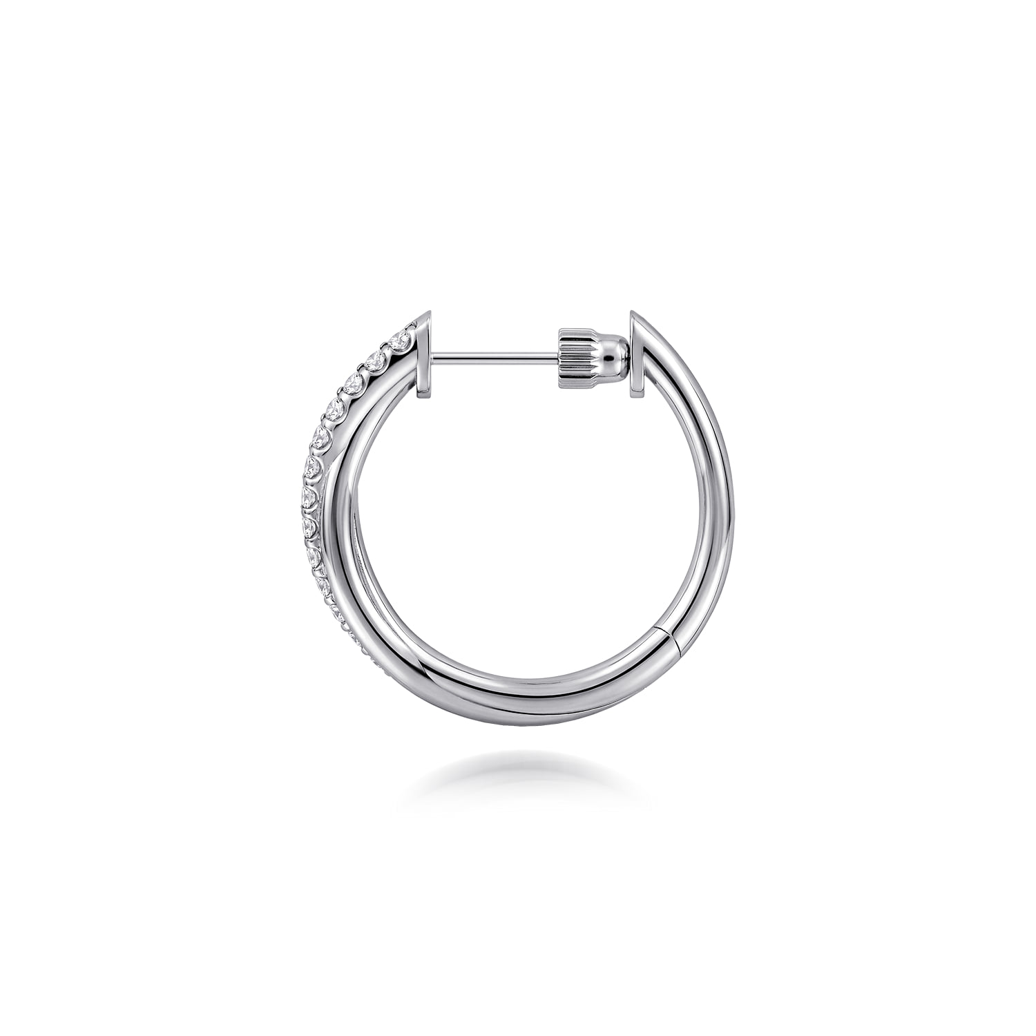 Twisted 15mm White Sapphire Huggie Earrings in Sterling Silver, photograph 3