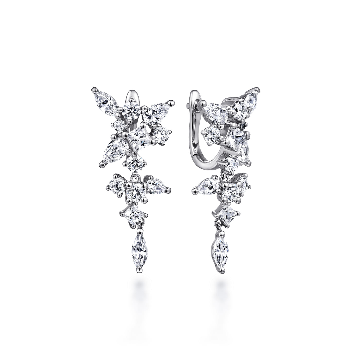Diamond Burst Huggies in 18K White Gold