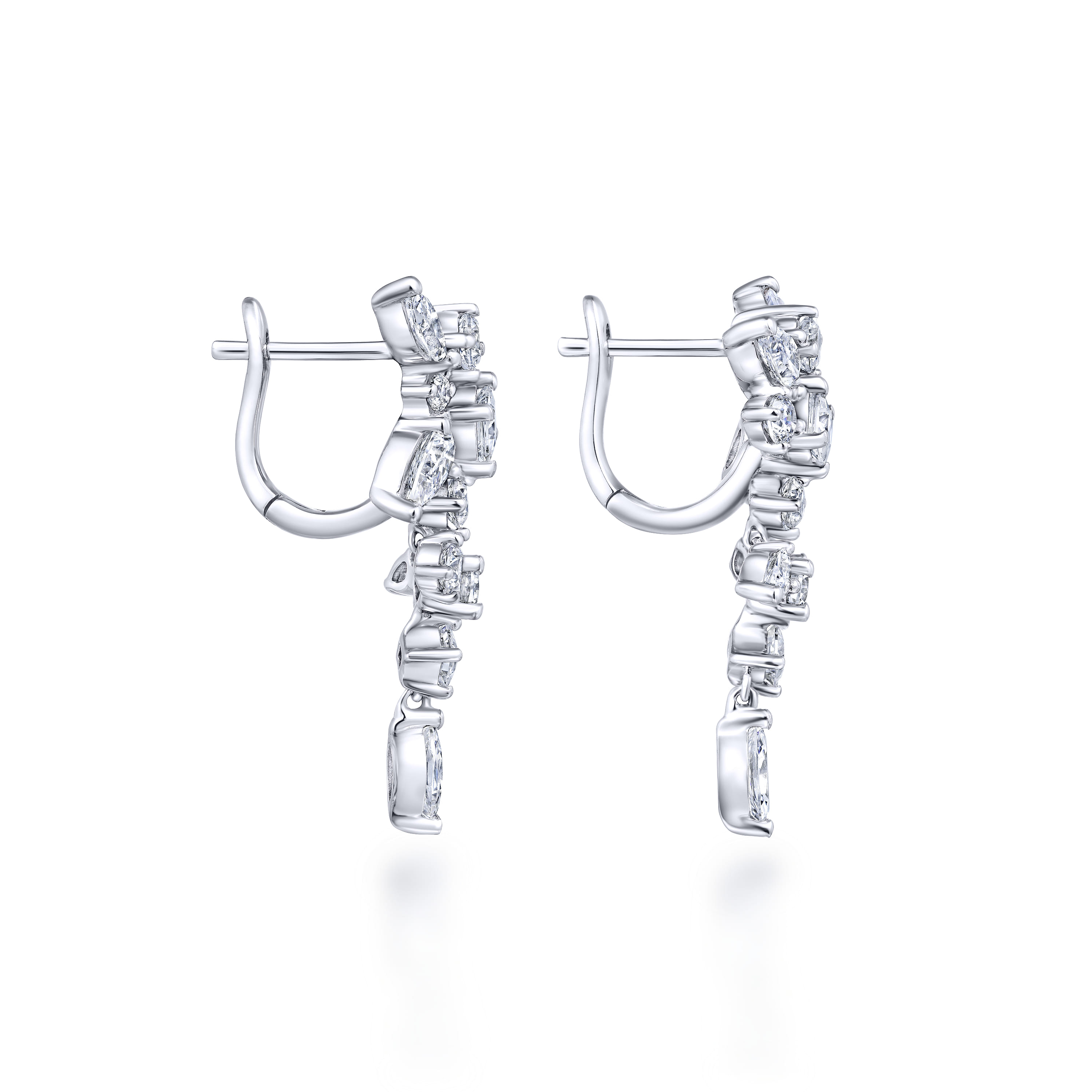 Diamond Burst Huggies in 18K White Gold, photograph 3