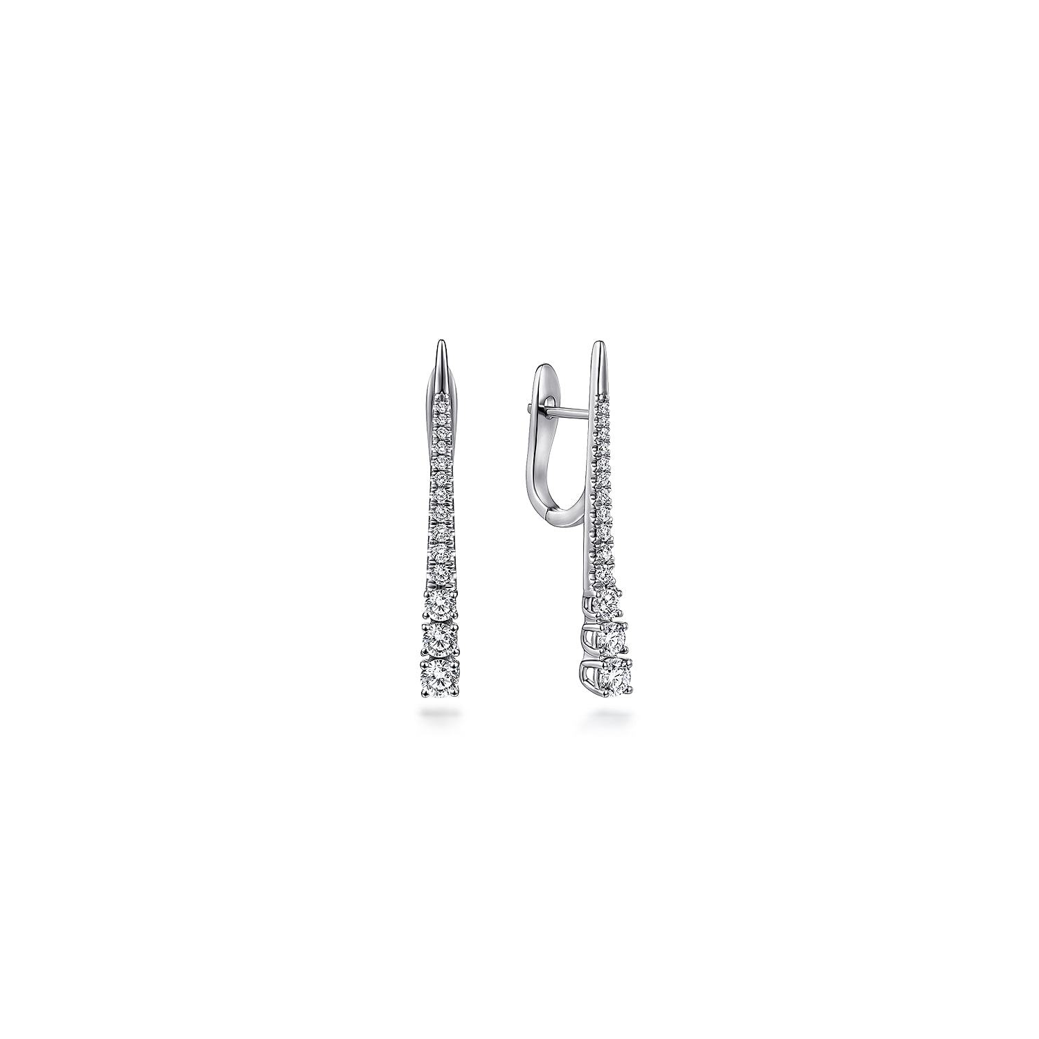 Graduating Diamond Bar Drop Earrings in 14K White Gold