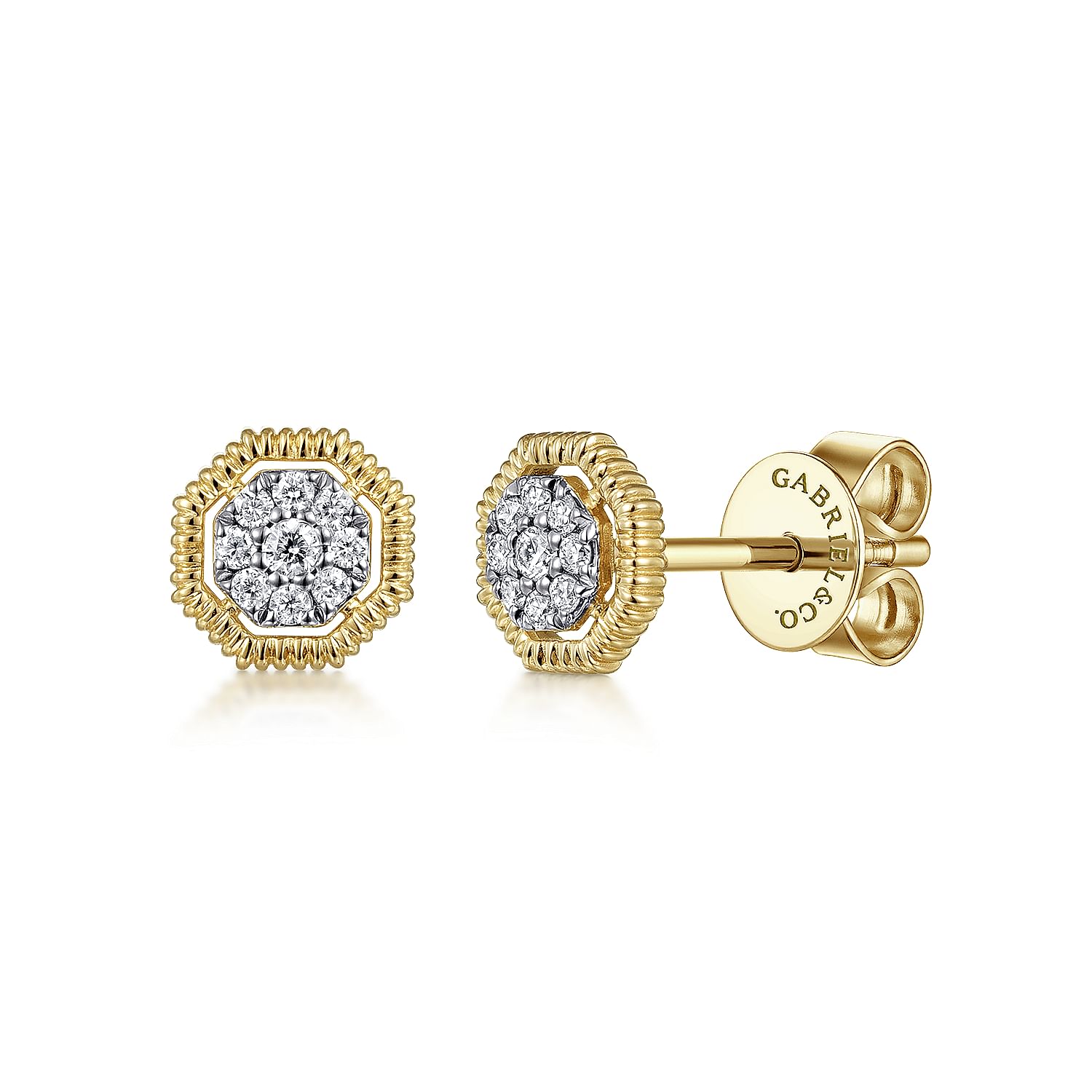 Pave Genuine Diamond 14k hot Solid Yellow/White Gold Bar Stud Earrings/Dainty Stud Earrings