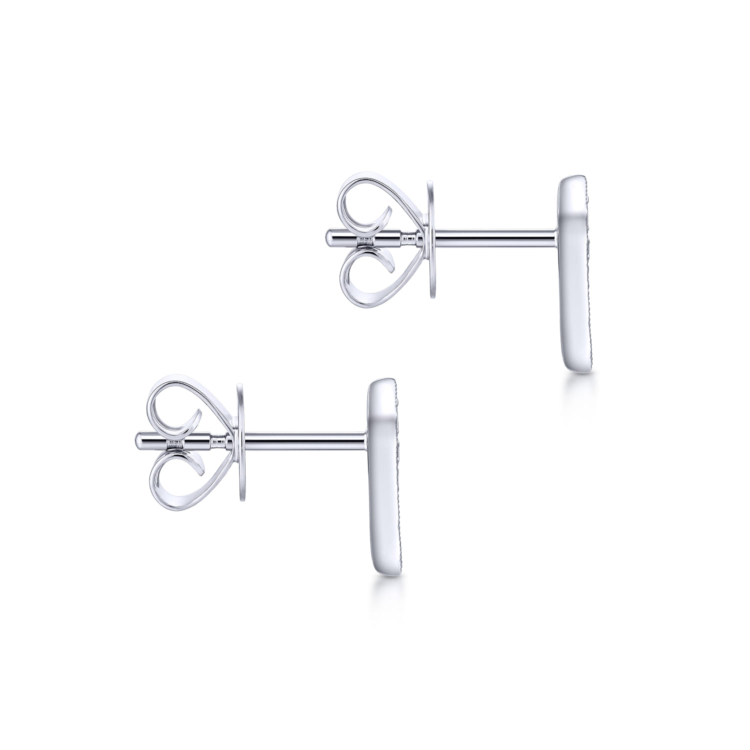 Pointed Diamond Bar Stud Earrings in 14K White Gold, photograph 3