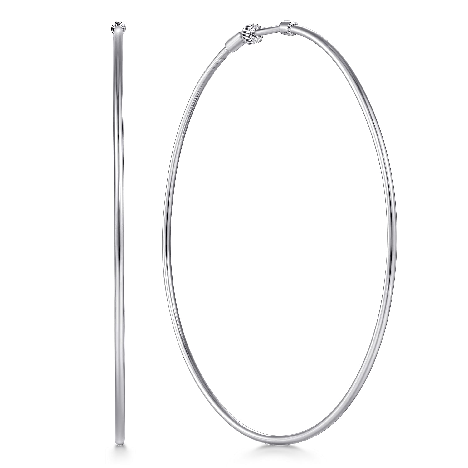 14K White Gold 70mm Round Classic Hoop Earrings @ $1600 14K White Gold 70mm Round Classic Hoop Earrings @ $1600