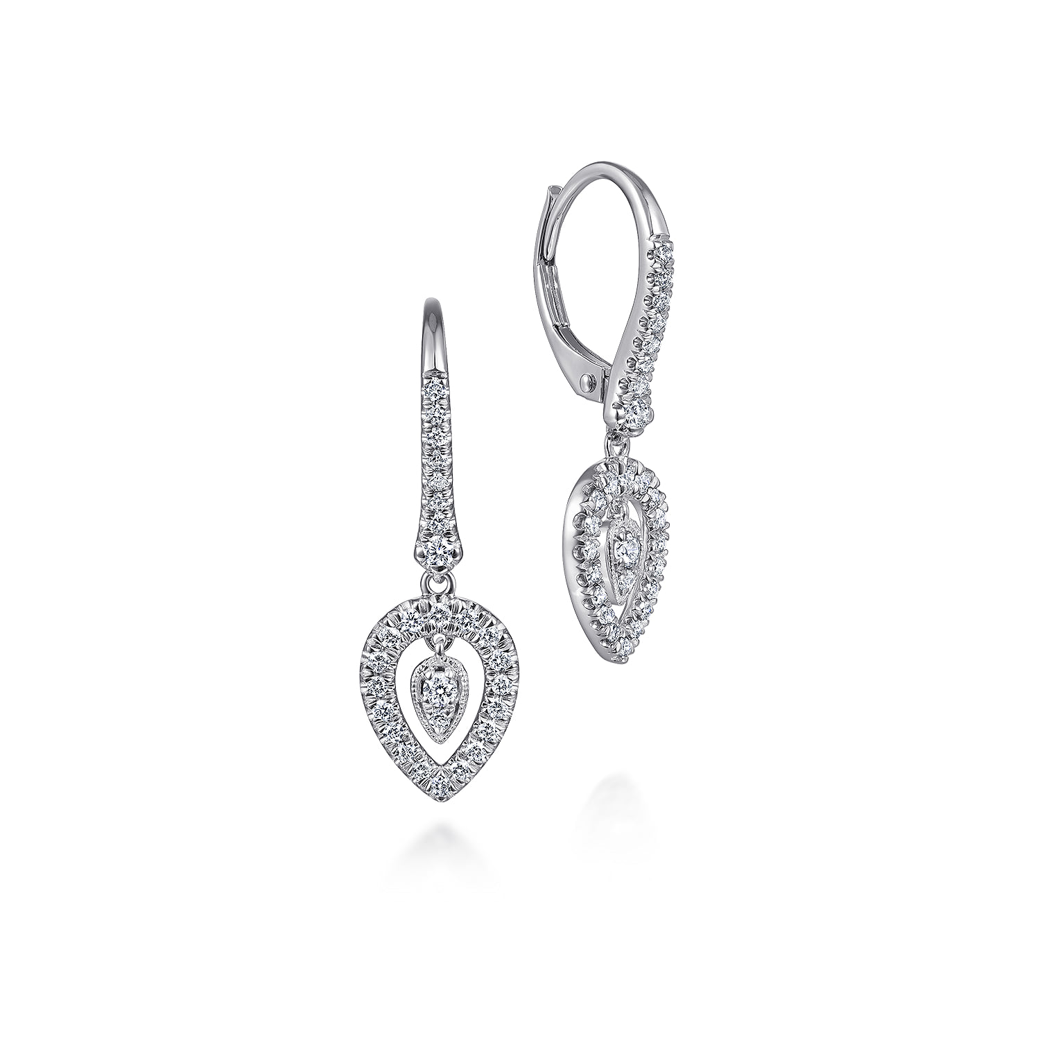 Double Teardrop Leverback Diamond Earrings