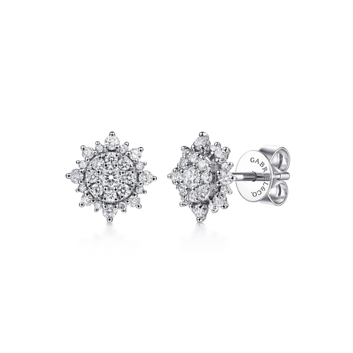 14K White Gold Diamond Sunburst Stud Earrings @ $1625. Shop