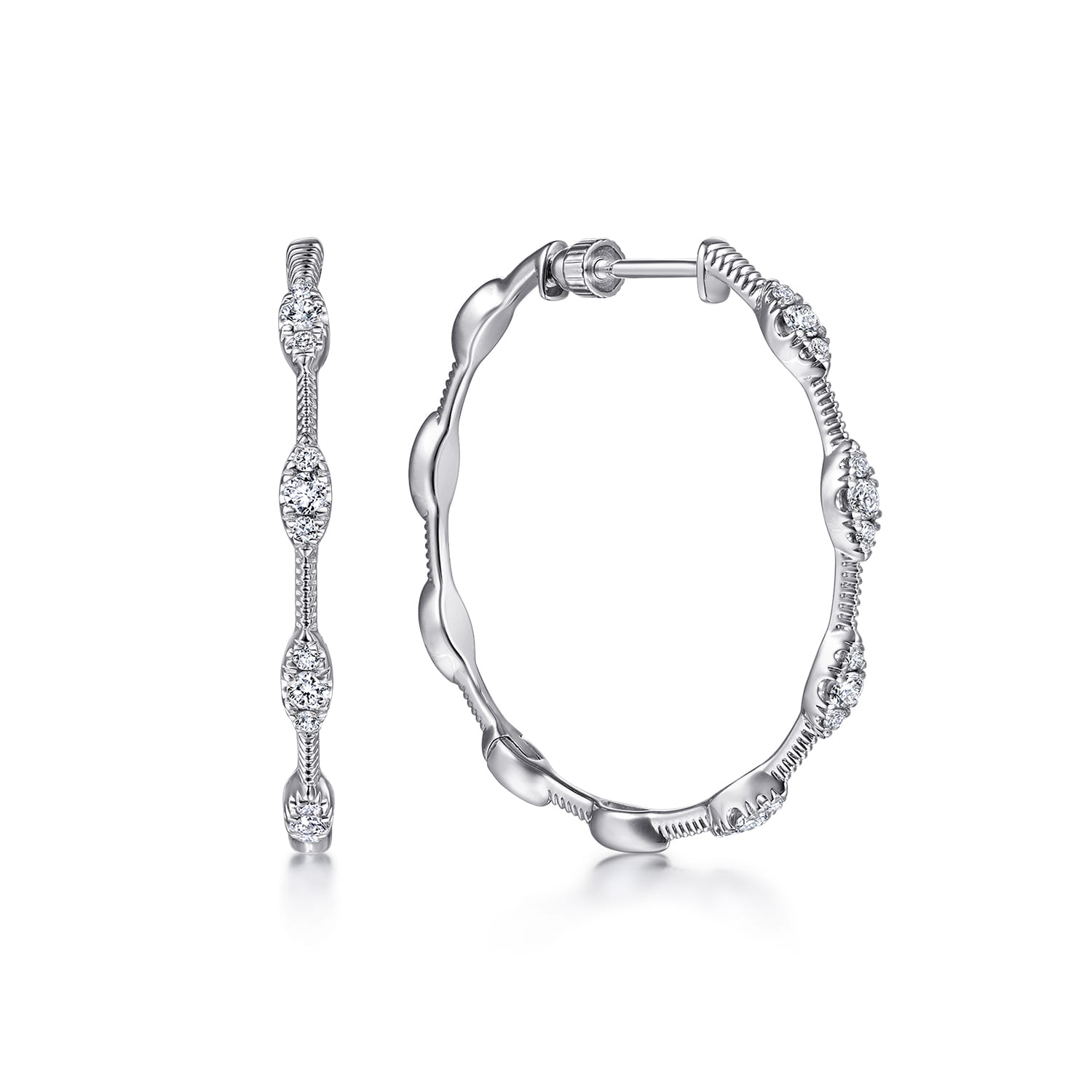 30mm Classic Diamond Hoop Earrings