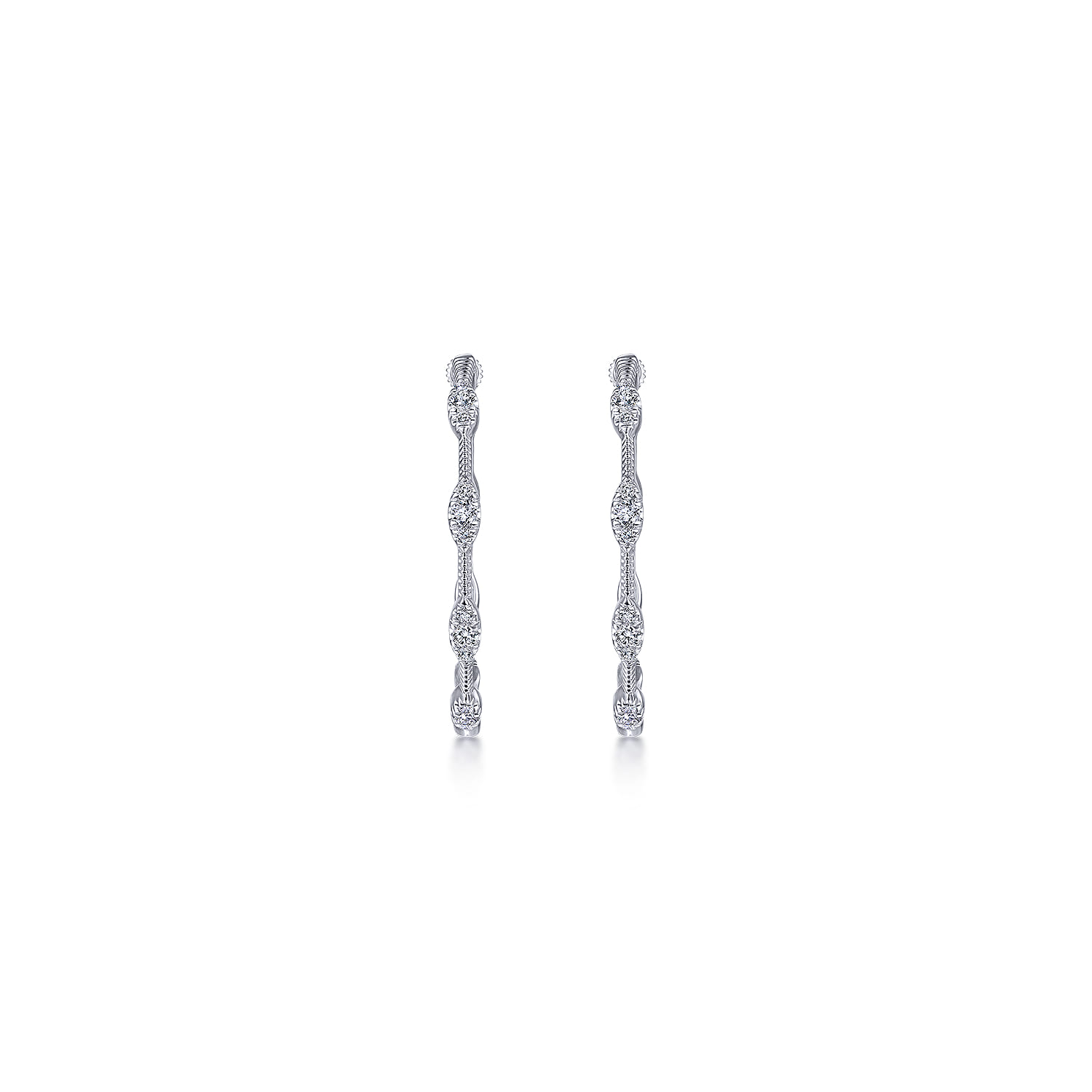 30mm Classic Diamond Hoop Earrings in 14K White Gold, photograph 3