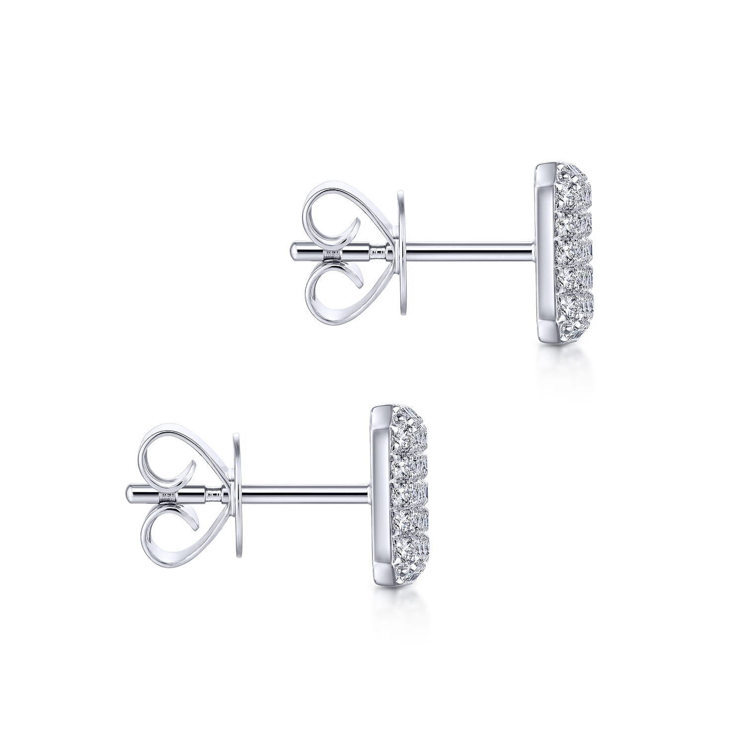 Cluster Square Diamond Stud Earrings in 14K White Gold, photograph 3