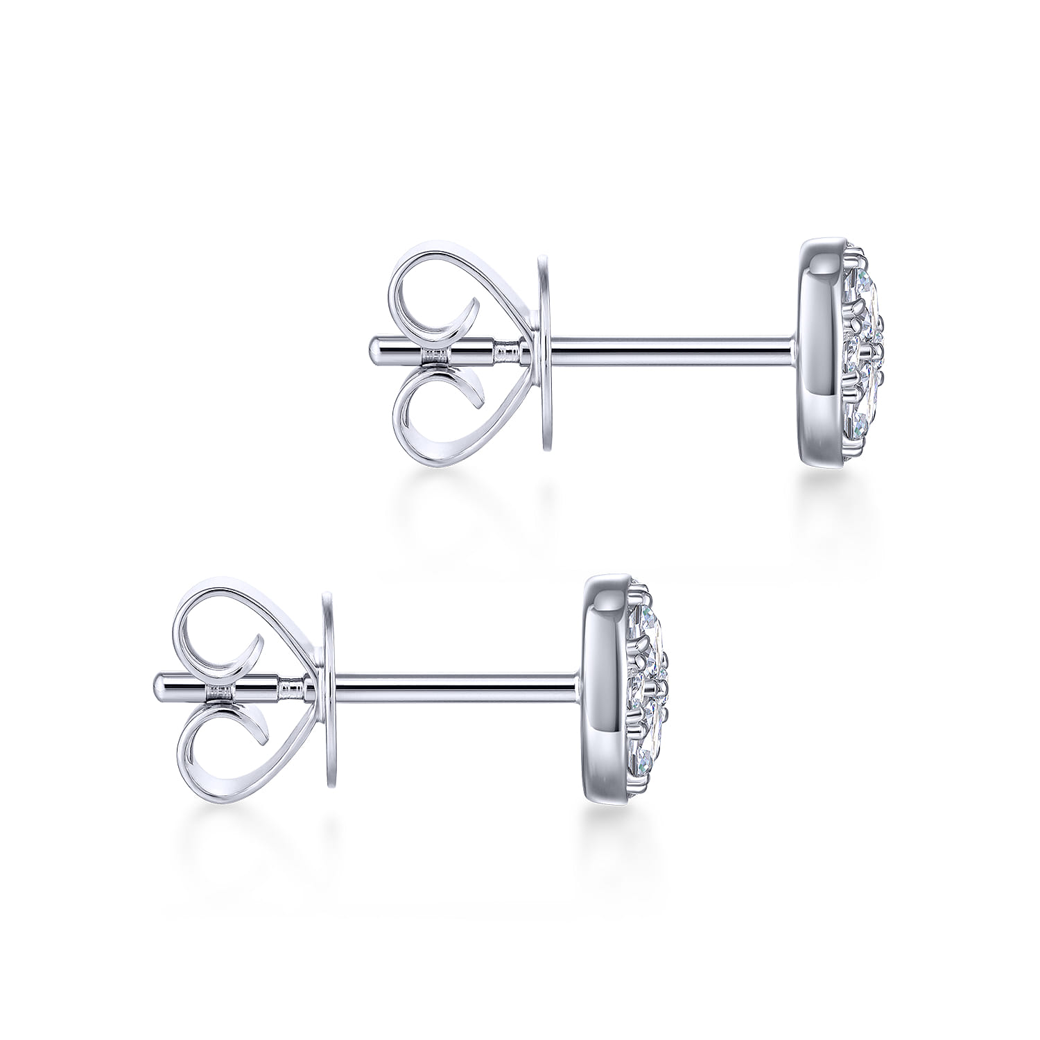 Cluster Diamond Stud Earrings in 14K White Gold, photograph 3
