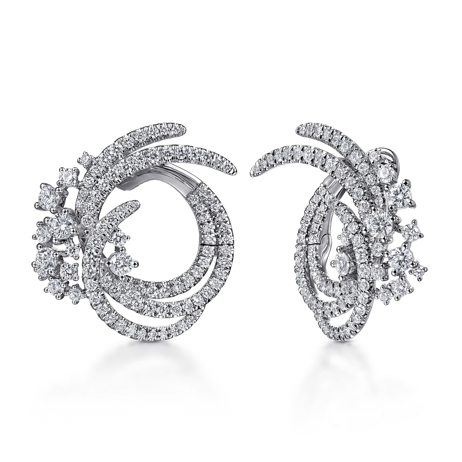 White Diamond Bypass Hoop Earrings high quality