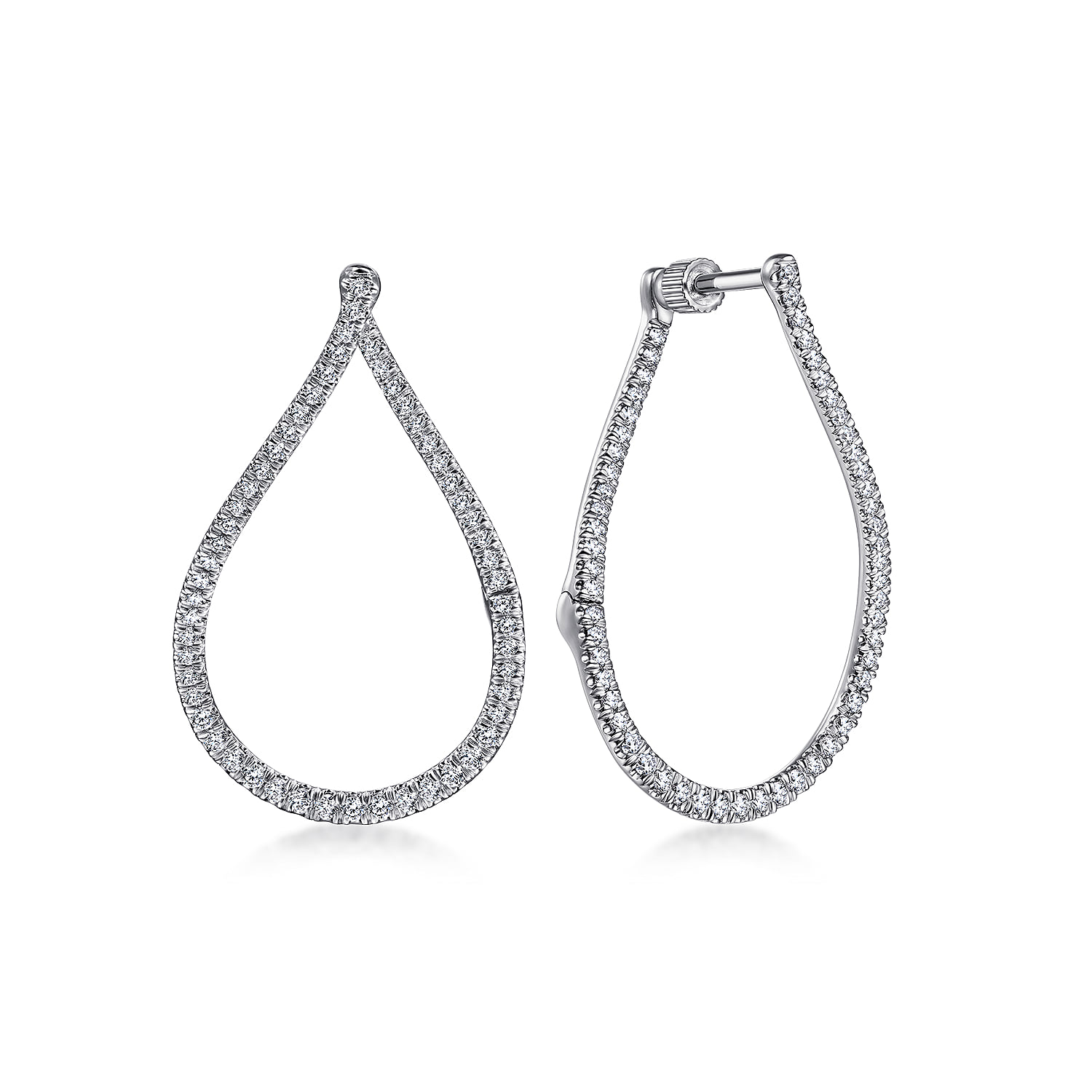 Diamond Bypass Hoop Earrings in 14K White Gold