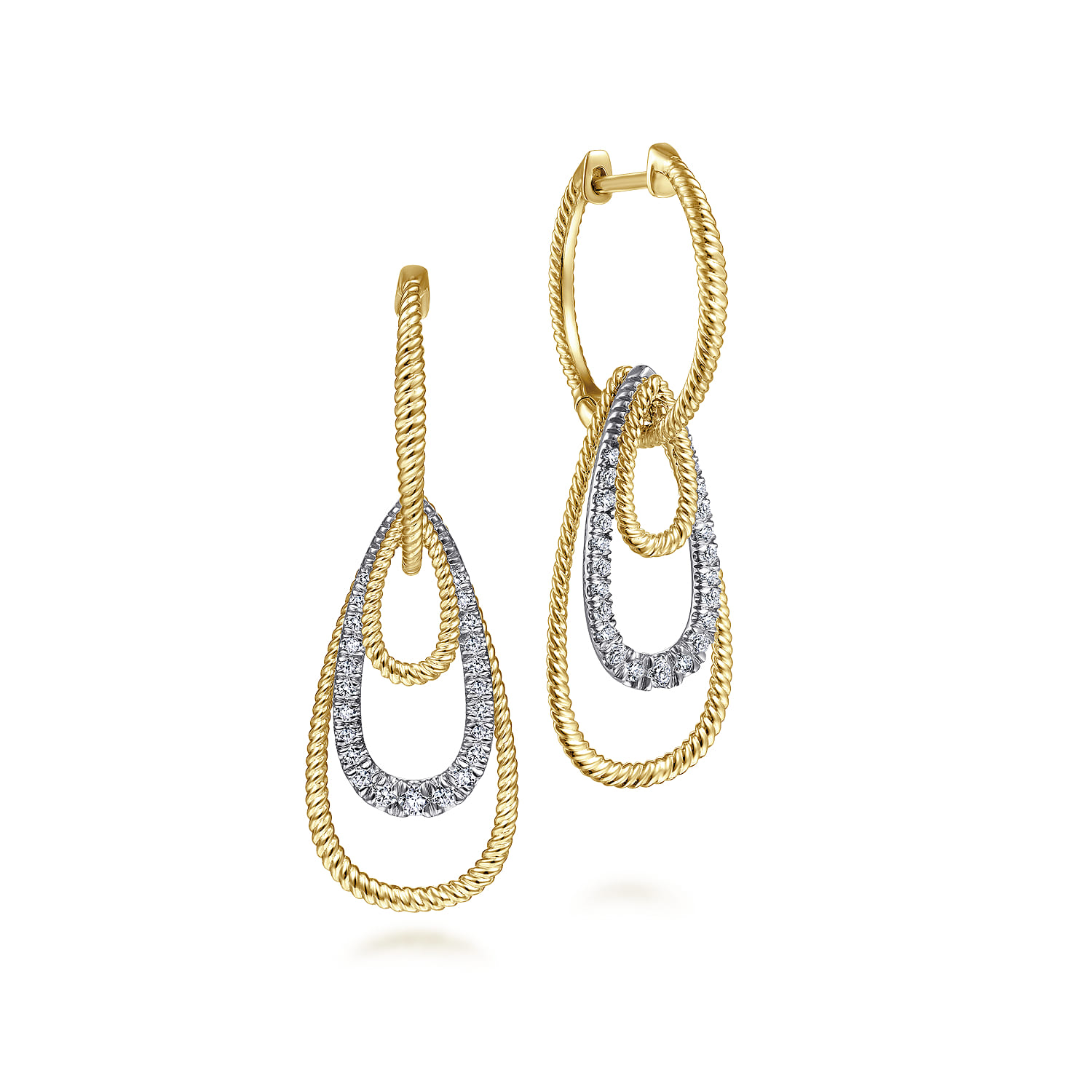 Diamond Huggie Earrings With Graduating Teardrops