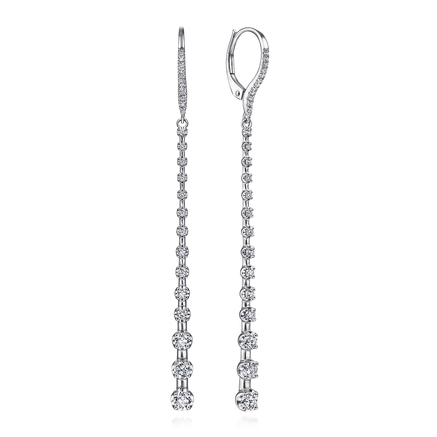 Long Graduating Diamond Bar Earrings