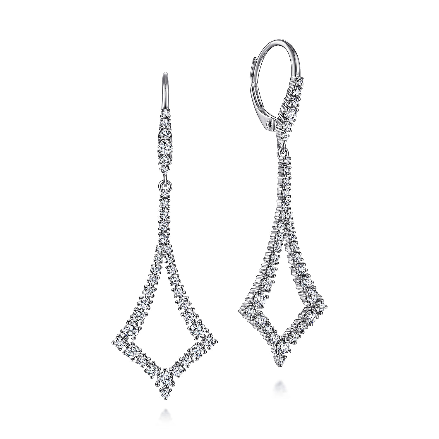 Open Diamond Kite Leverback Earrings