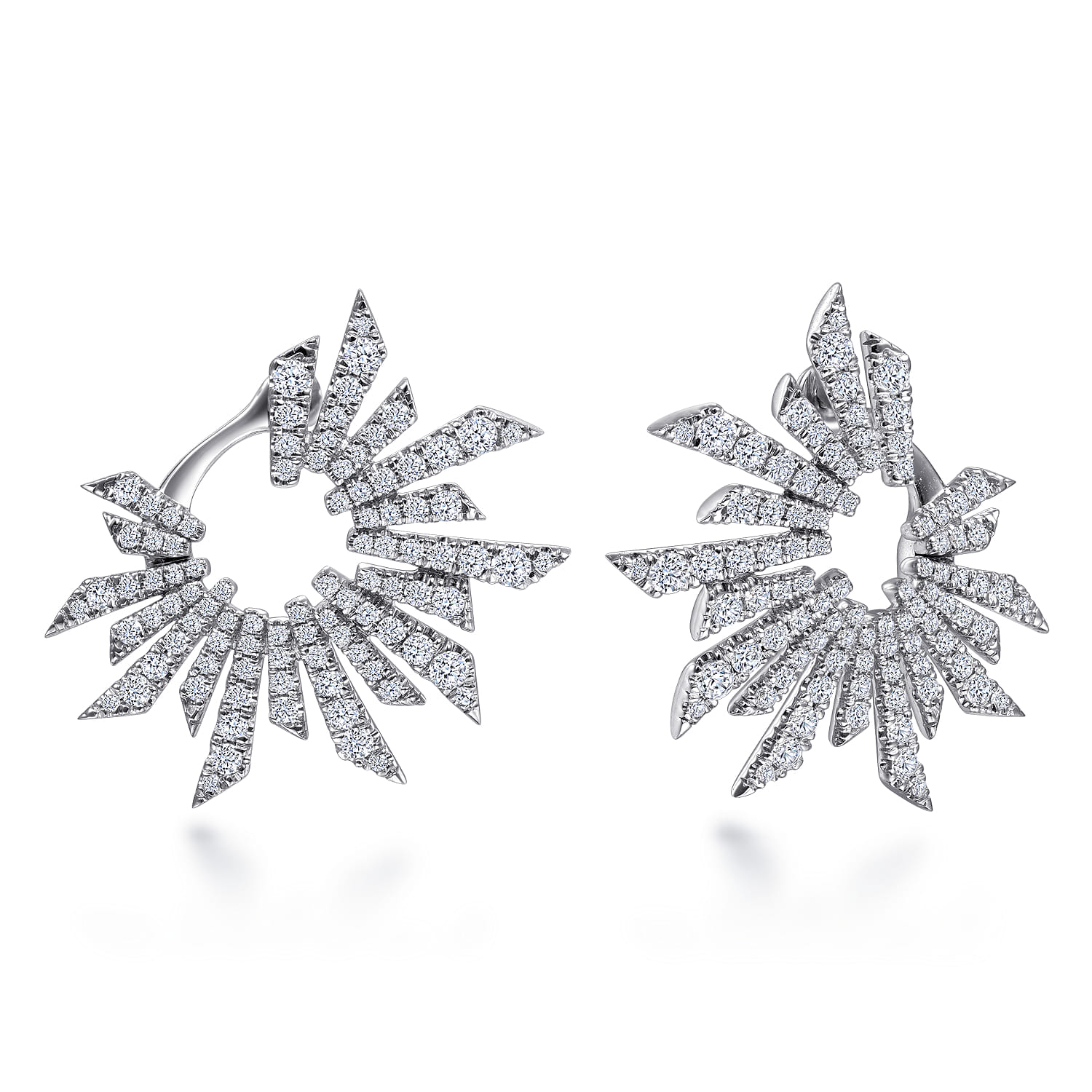 Bursting Diamond Open Circle Bypass Earrings