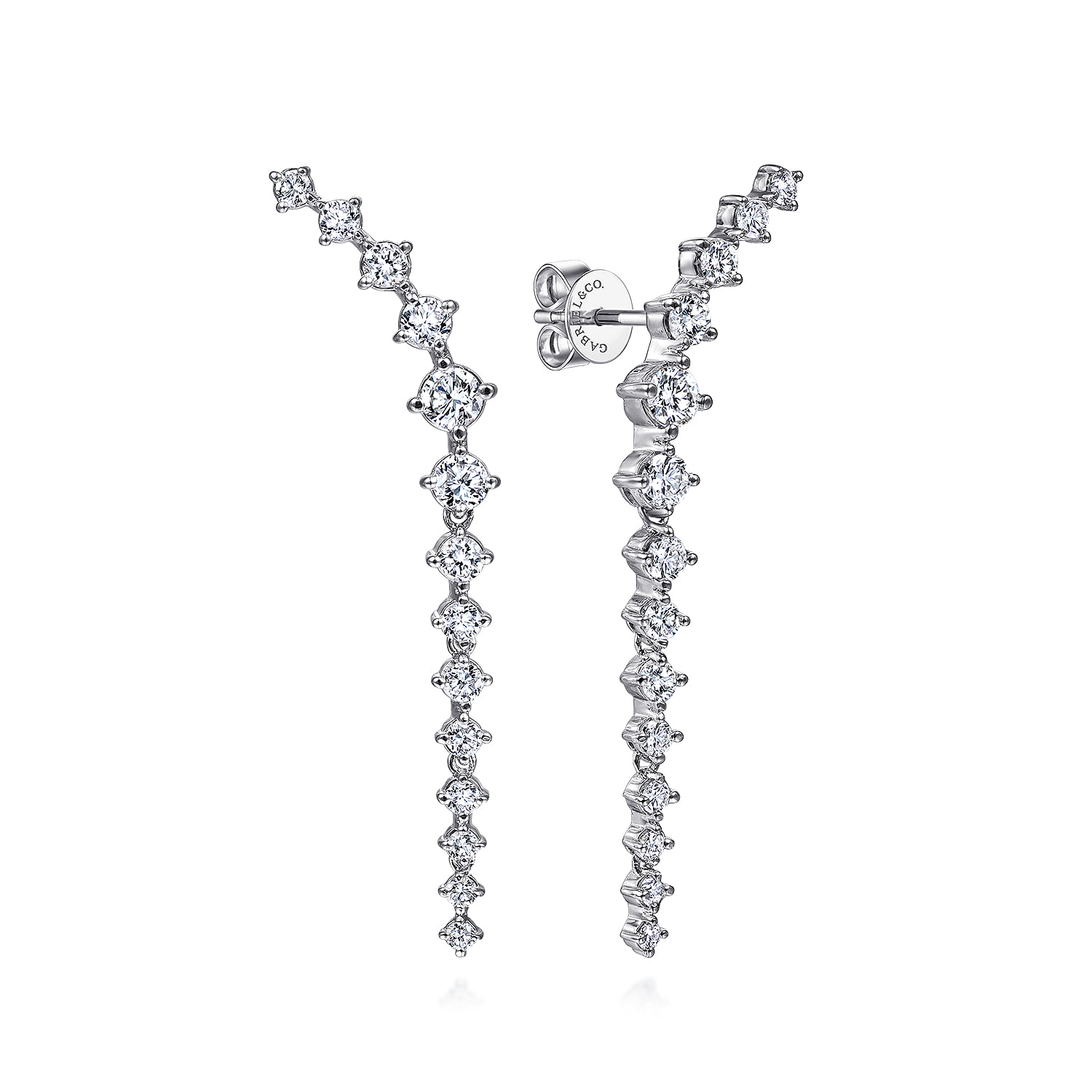 Curved Diamond Linear Stud Earrings