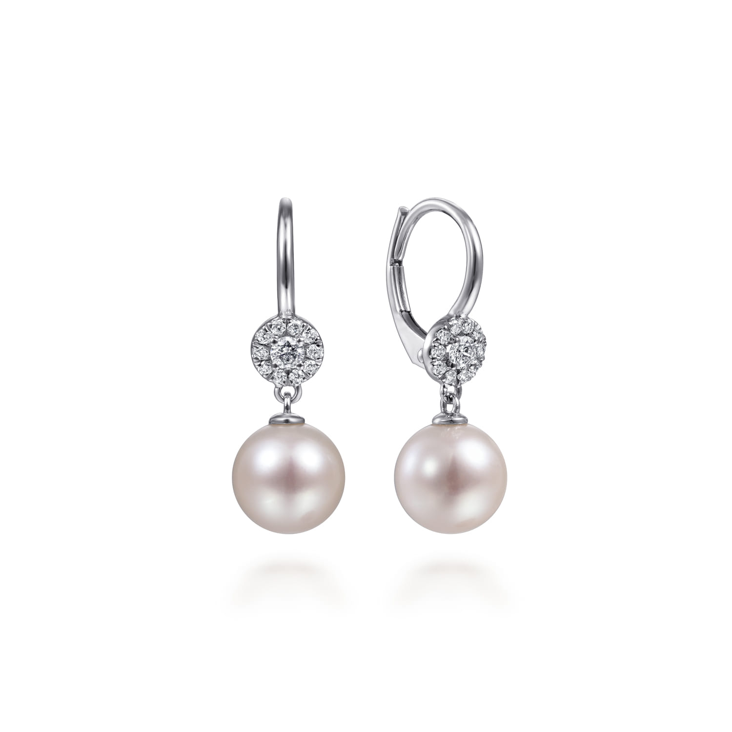 Cluster Diamond Disc and Pearl Drop Earrings