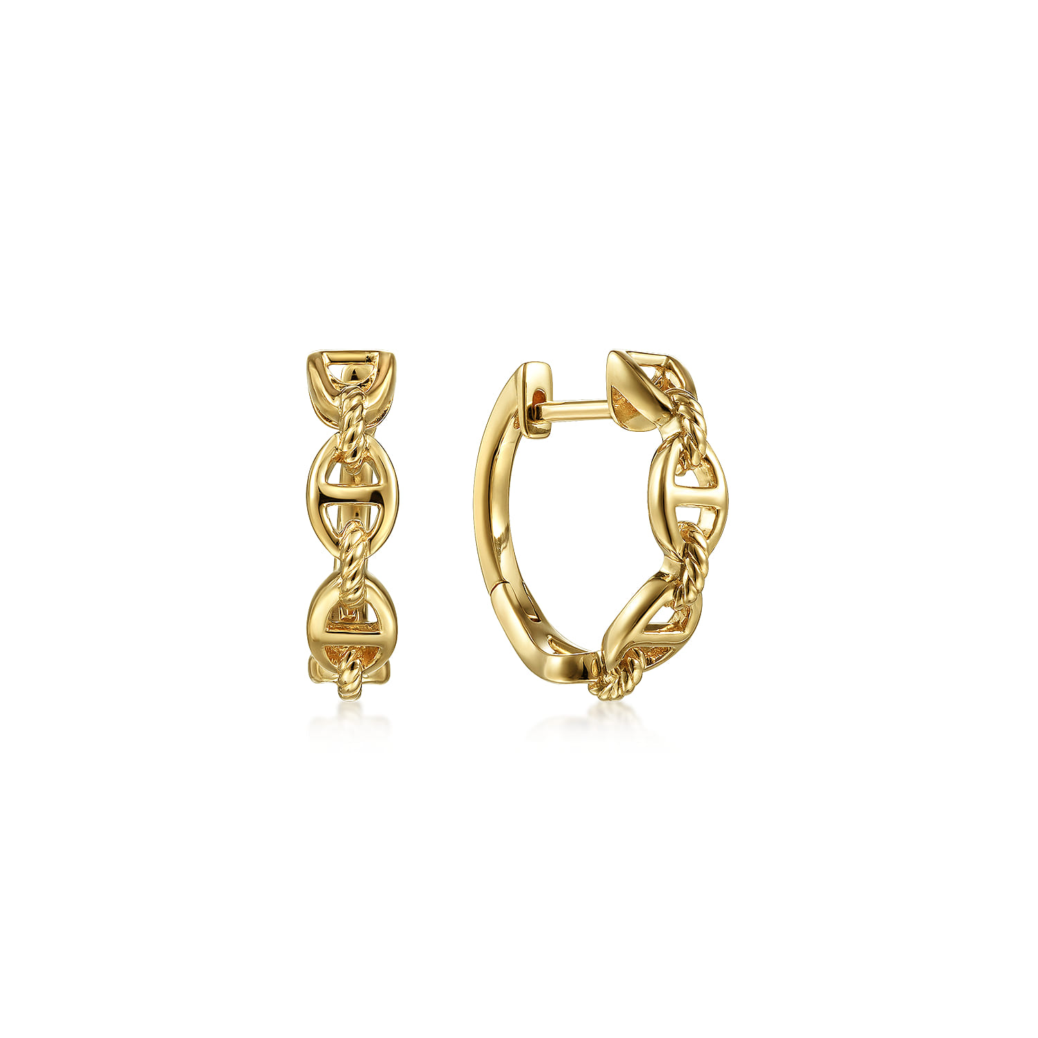 15mm Chain Pattern Huggie Earrings