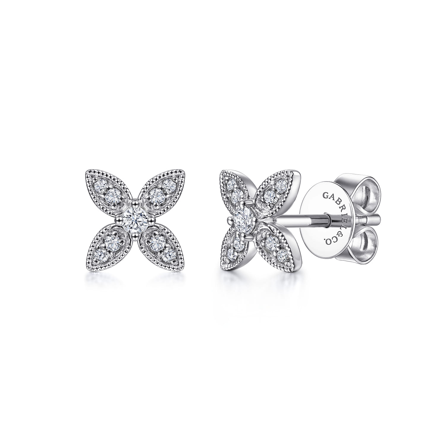 Diamond Flower Stud Earrings