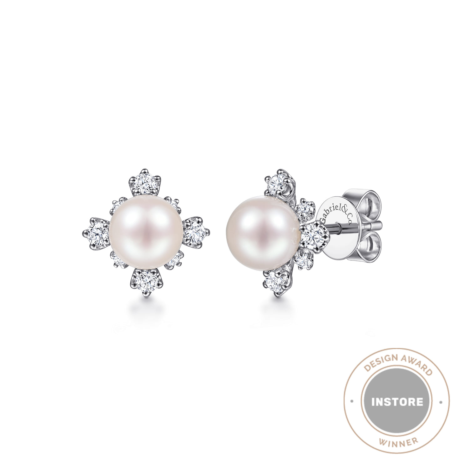 Pearl and Diamond Stud Earrings