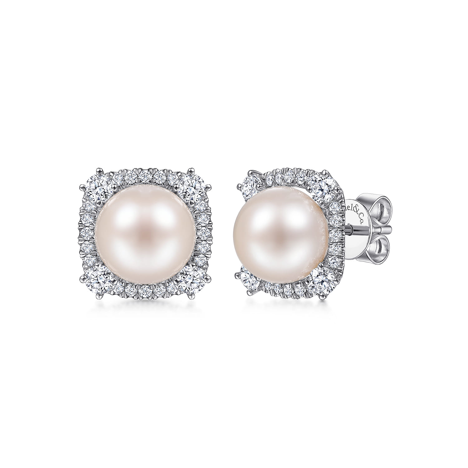 Pearl and Diamond Halo Stud Earrings